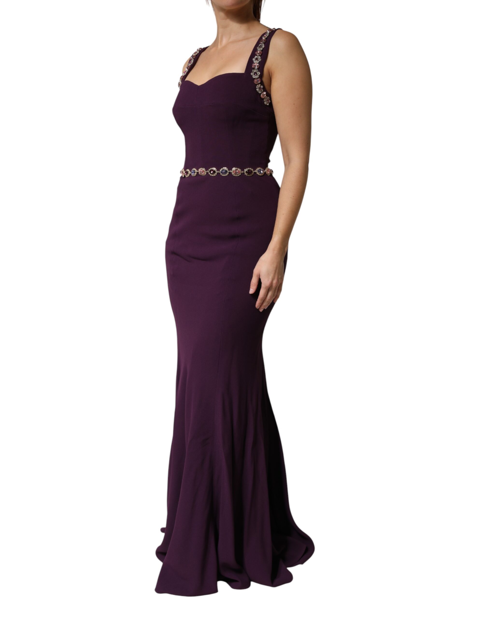 Dolce & Gabbana Violet Embellished Sheath Mermaid Gown Dress - Image 3