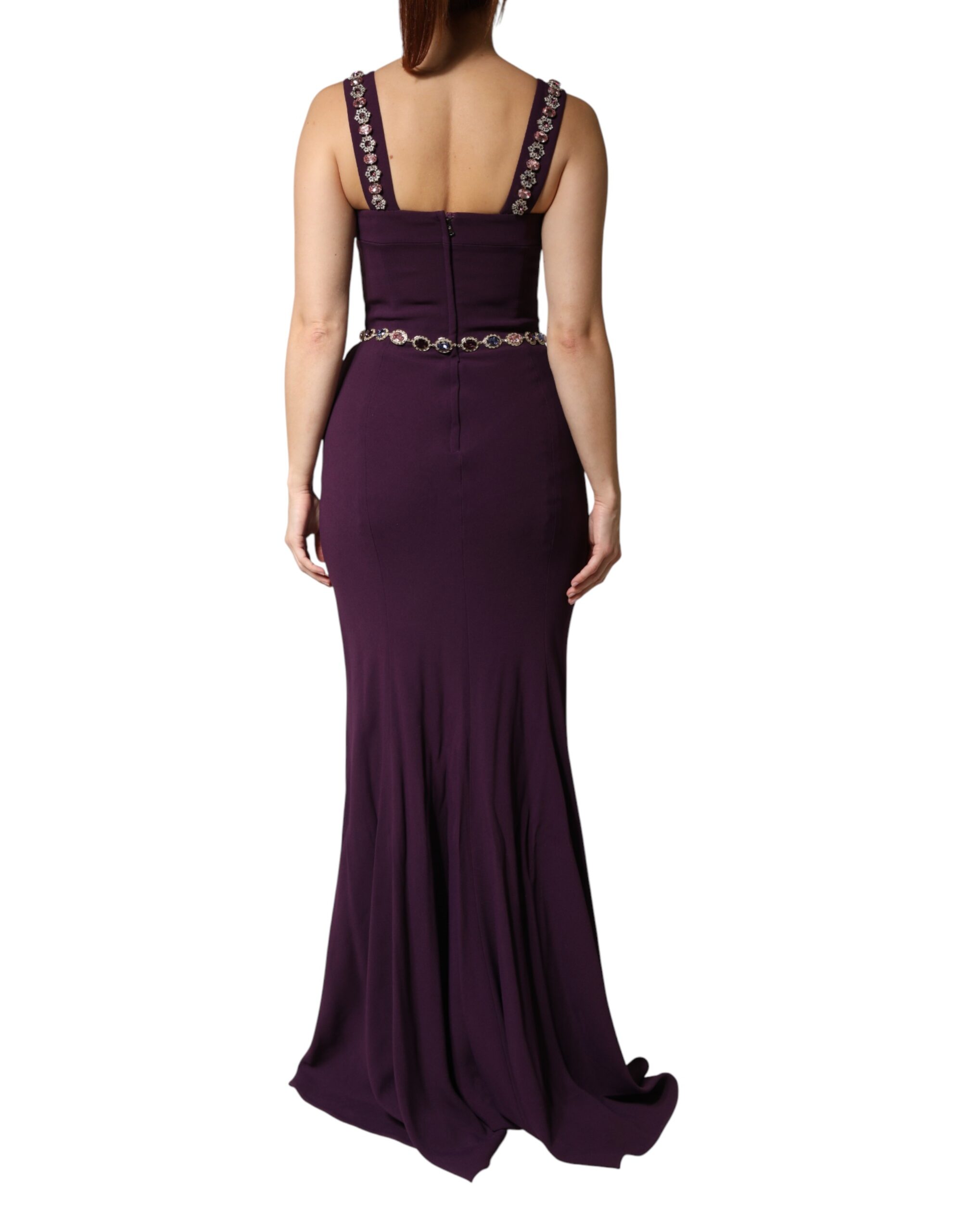 Dolce & Gabbana Violet Embellished Sheath Mermaid Gown Dress - Image 4