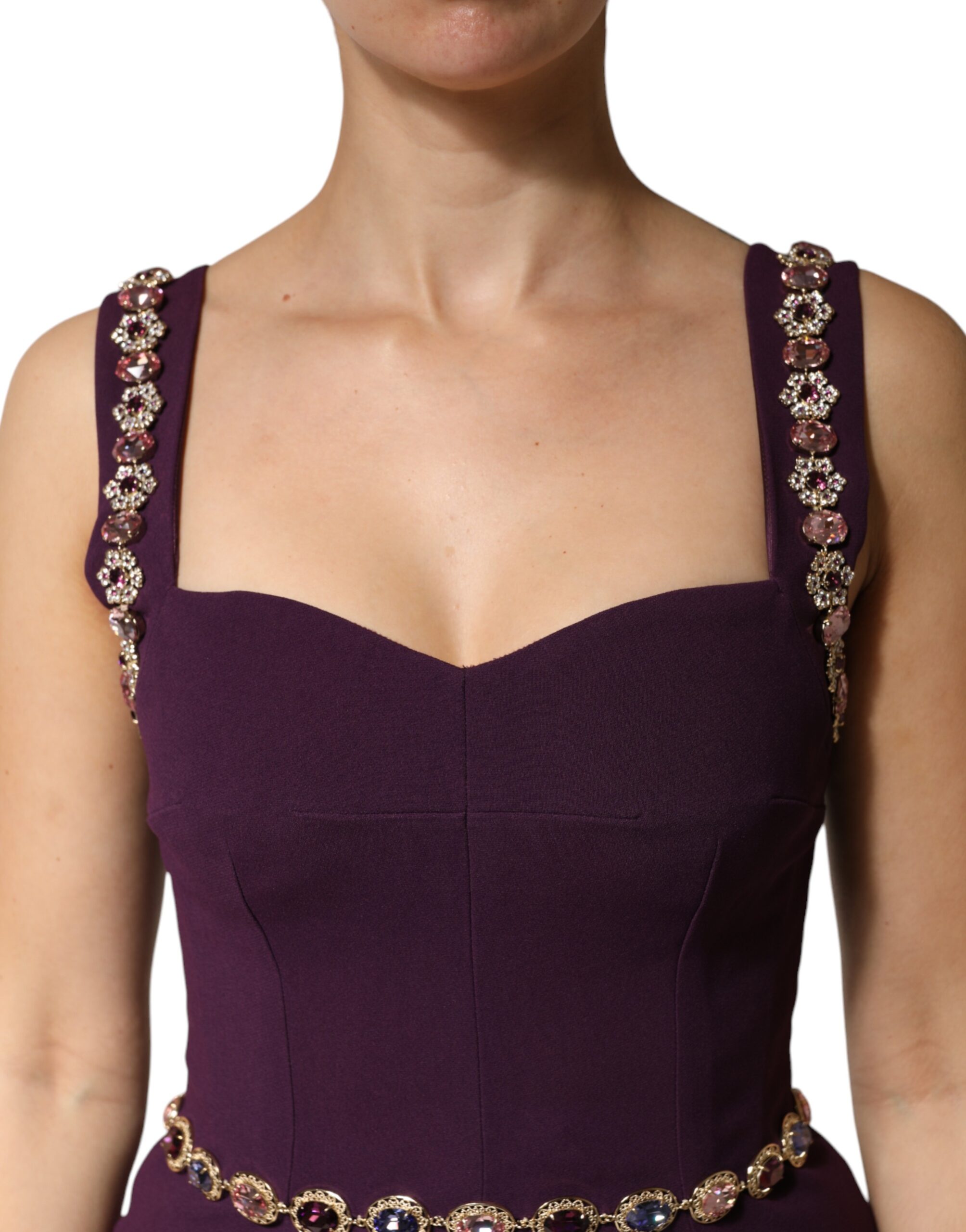 Dolce & Gabbana Violet Embellished Sheath Mermaid Gown Dress - Image 5