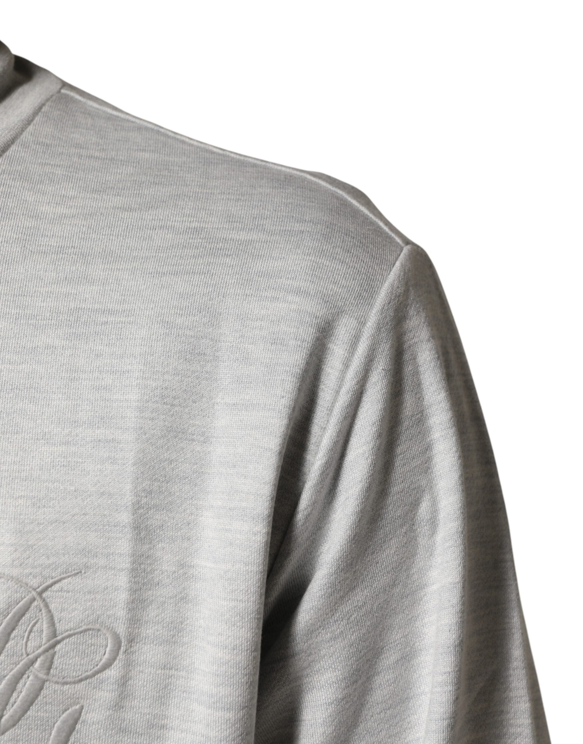 Dolce & Gabbana Light Gray Cotton Zipped Cardigan Sweater - Image 6