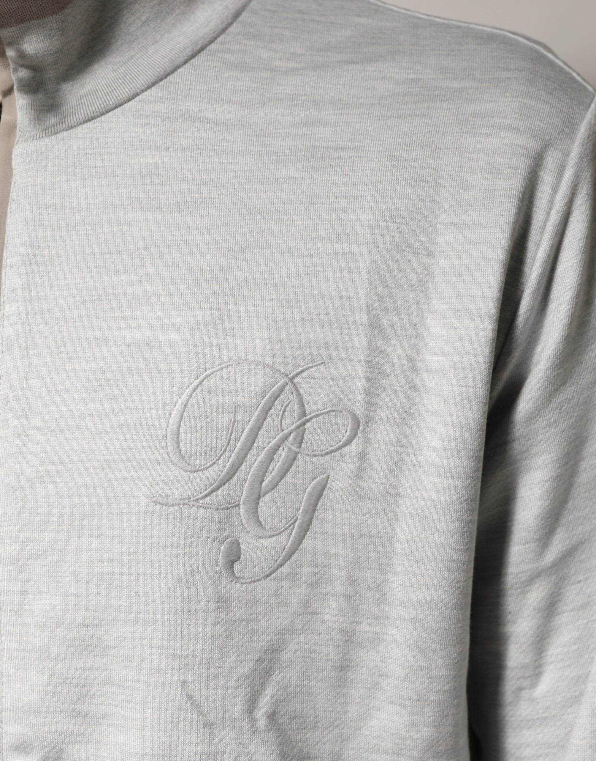 Dolce & Gabbana Light Gray Cotton Zipped Cardigan Sweater - Image 7