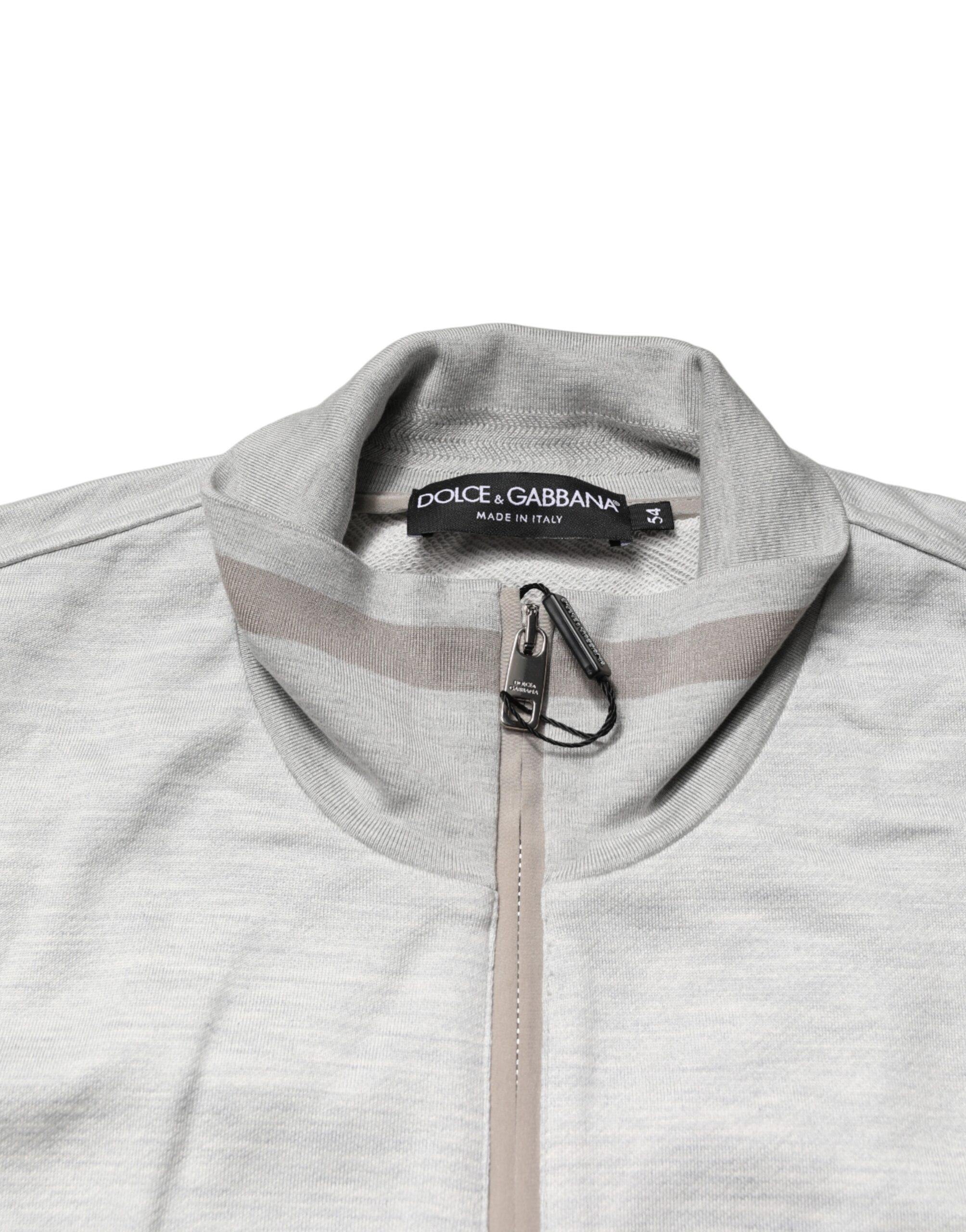 Dolce & Gabbana Light Gray Cotton Zipped Cardigan Sweater - Image 8