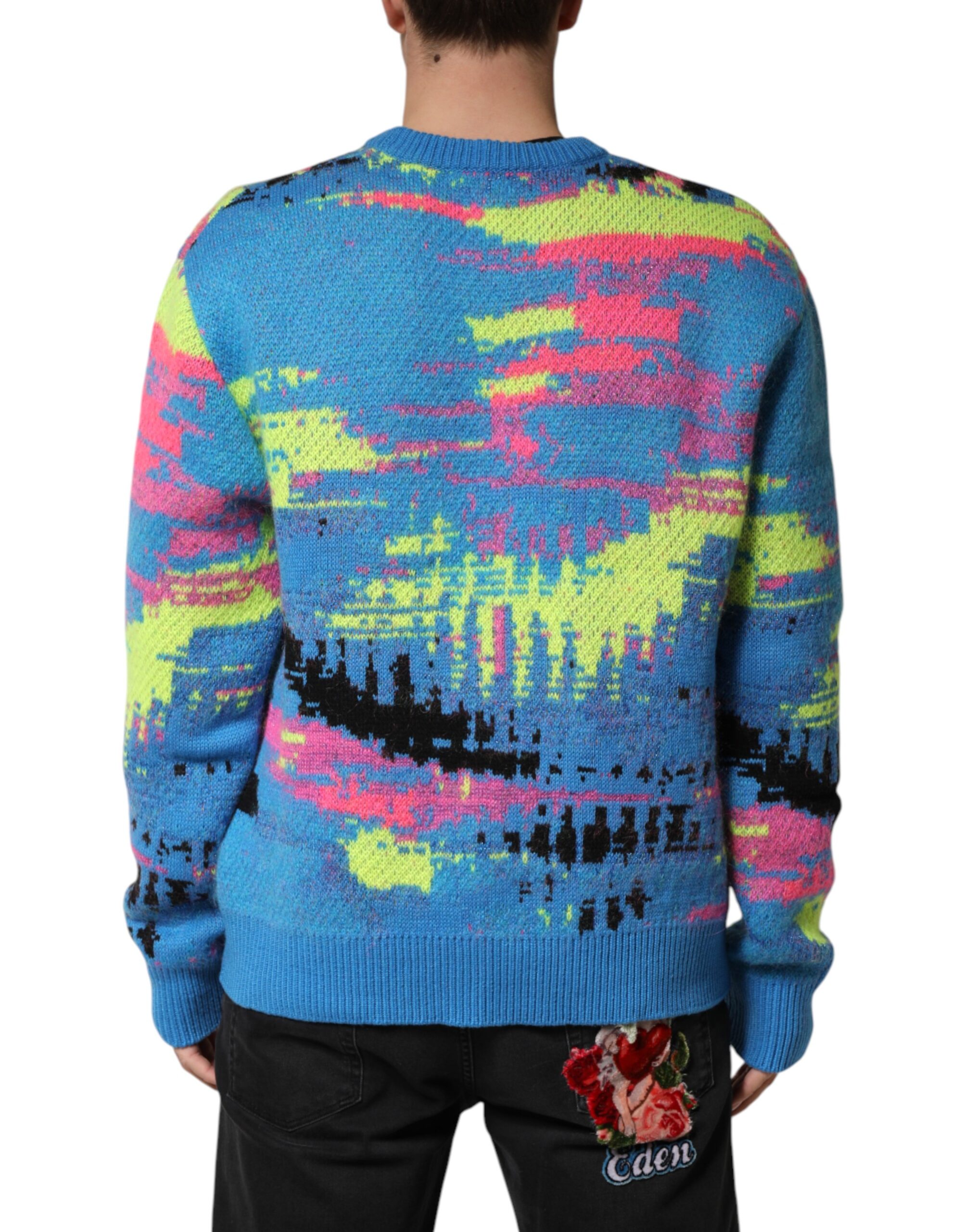 Dolce & Gabbana Multicolor Men Crew Neck Pullover Sweater - Image 4