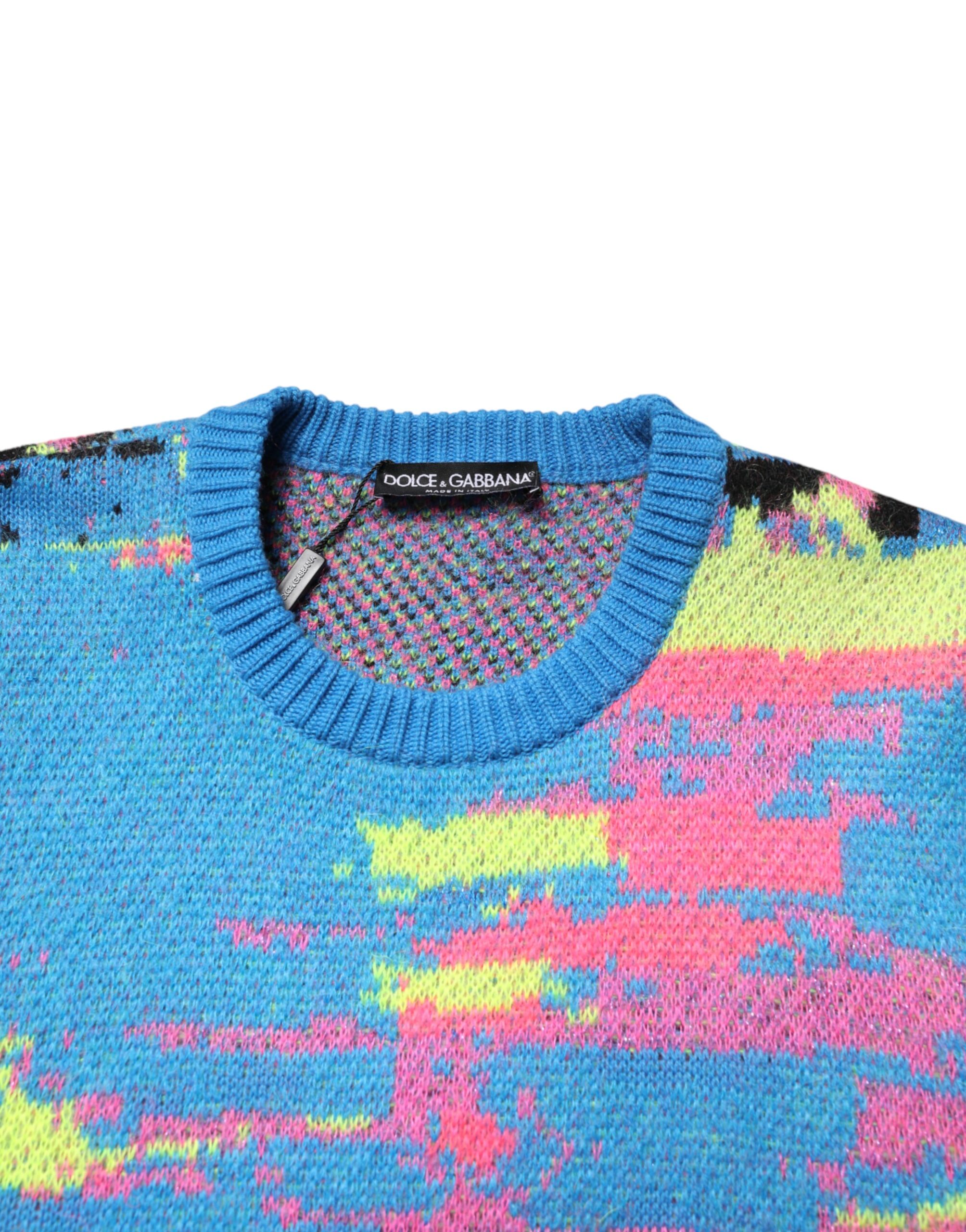 Dolce & Gabbana Multicolor Men Crew Neck Pullover Sweater - Image 7
