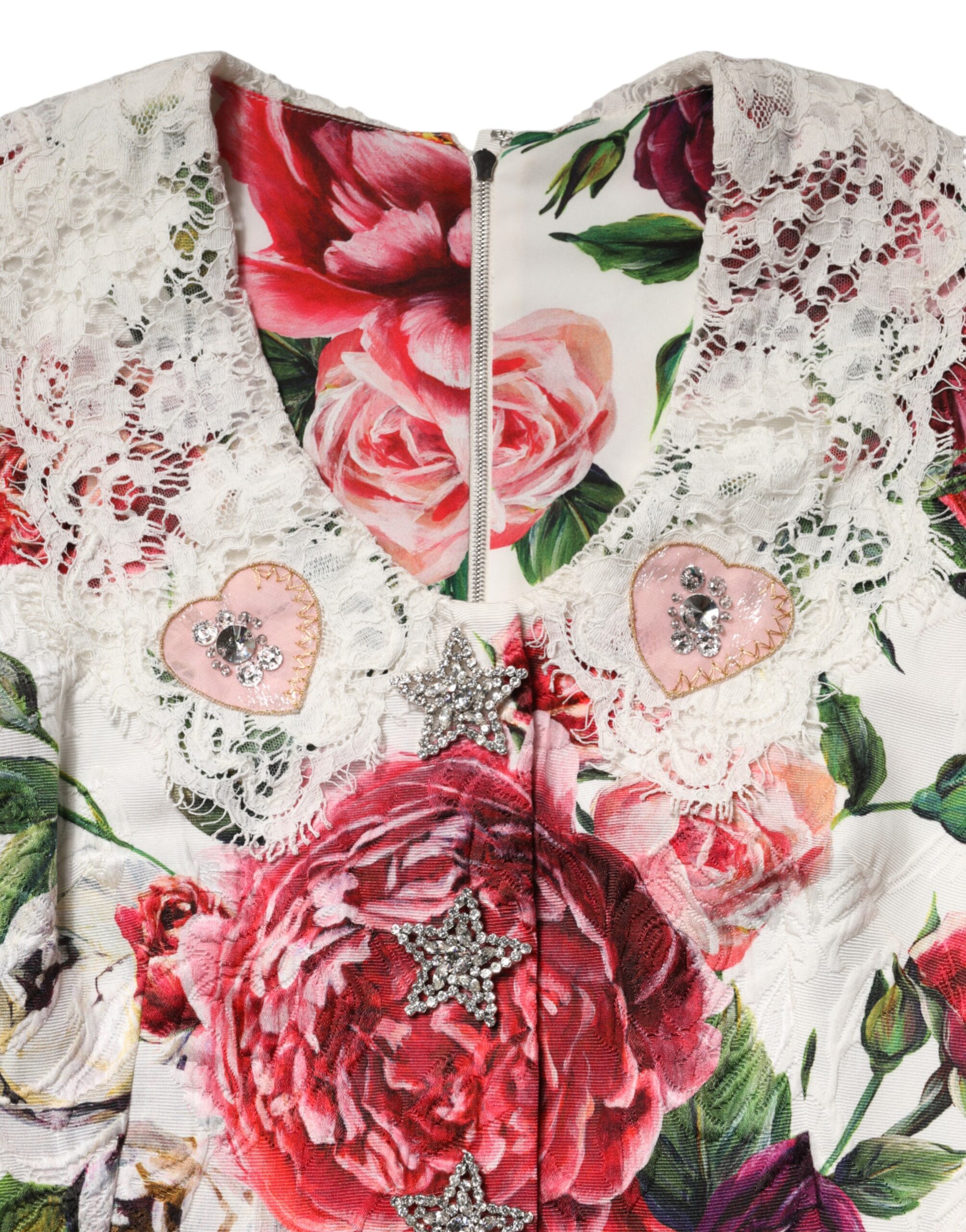 Dolce & Gabbana White Floral Embellished Sheath Mini Dress - Image 8