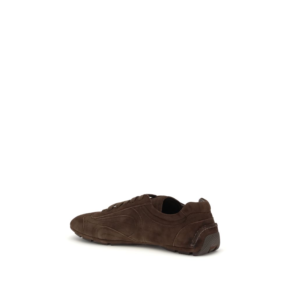 Prada Brown Calf Leather Bos Taurus Athletic Sneakers - Image 3