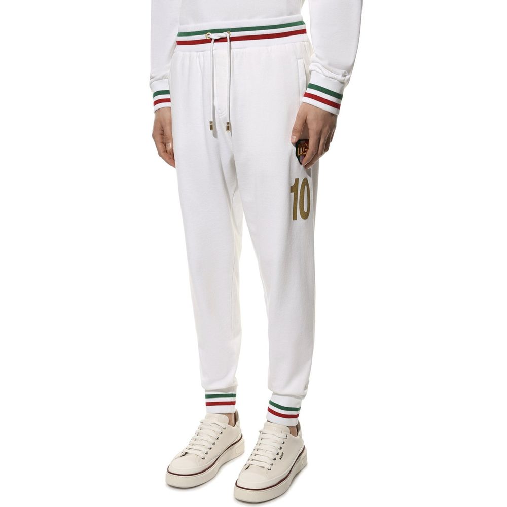Dolce & Gabbana White Cotton Joggers (Workout Pants) - Image 2