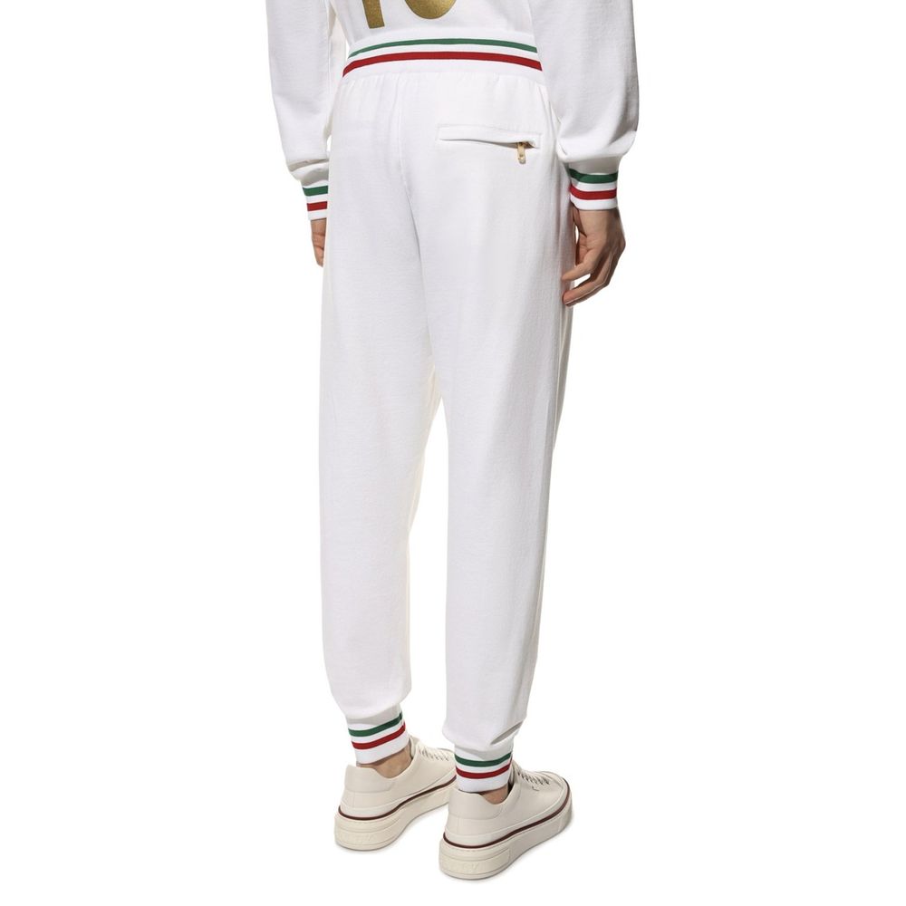 Dolce & Gabbana White Cotton Joggers (Workout Pants) - Image 3