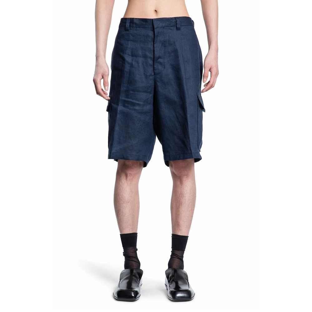 Prada Blue Linen Bermuda Shorts - Image 2