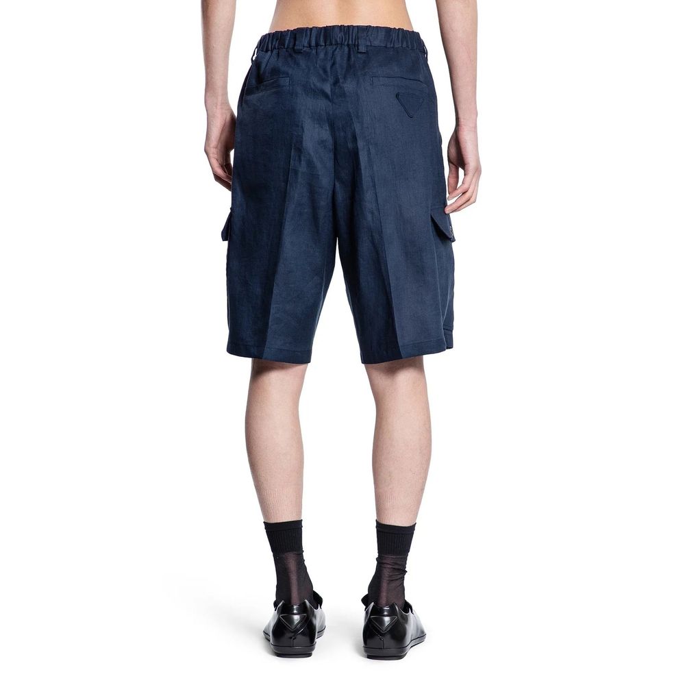 Prada Blue Linen Bermuda Shorts - Image 3