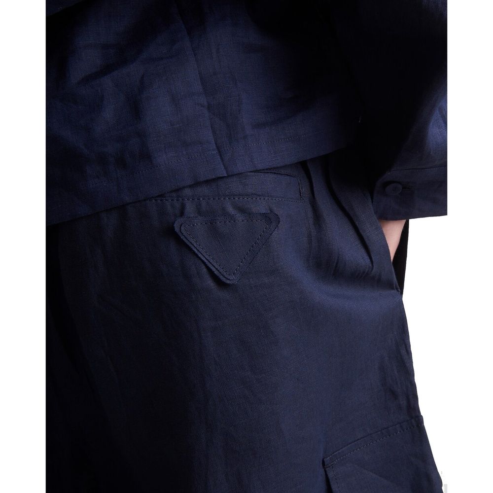 Prada Blue Linen Bermuda Shorts - Image 4