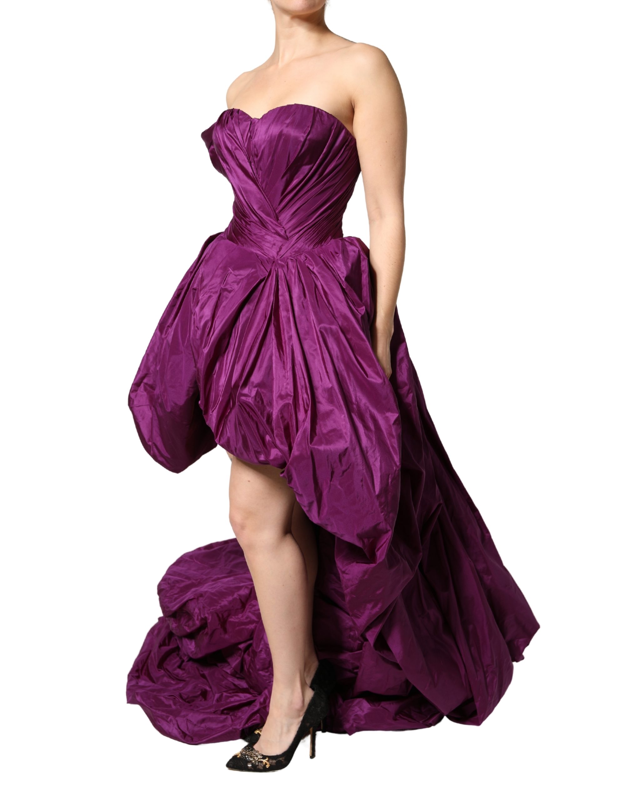 Dolce & Gabbana Purple Strapless A-line Asymmetric Dress - Image 3