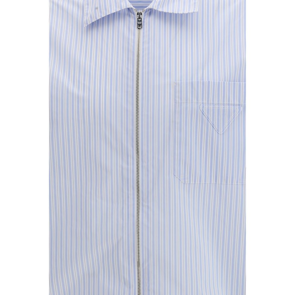 Prada Blue Polyamide Pattern Shirt - Image 3