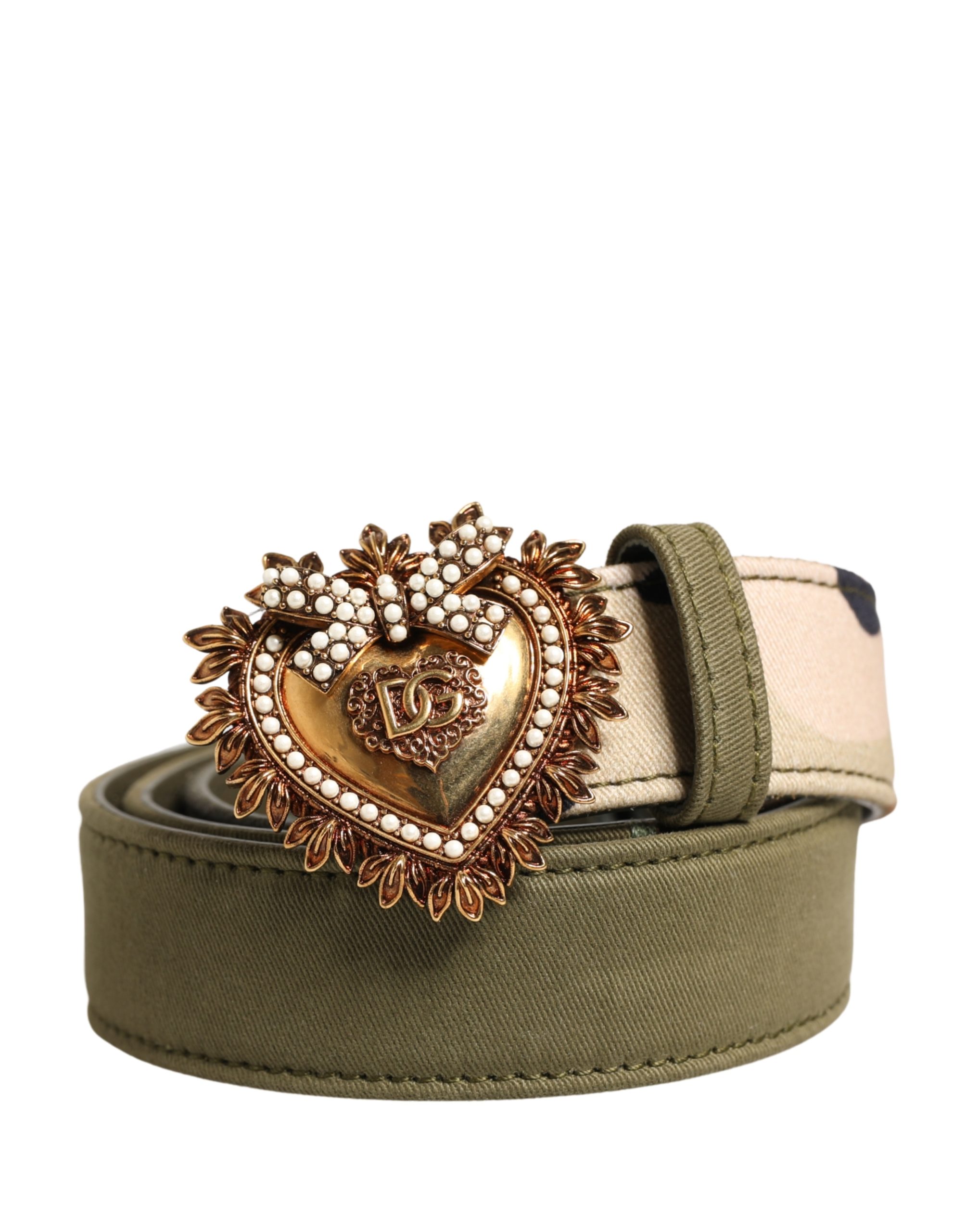 Dolce & Gabbana Green Camouflage Devotion Metal Buckle Belt - Image 2
