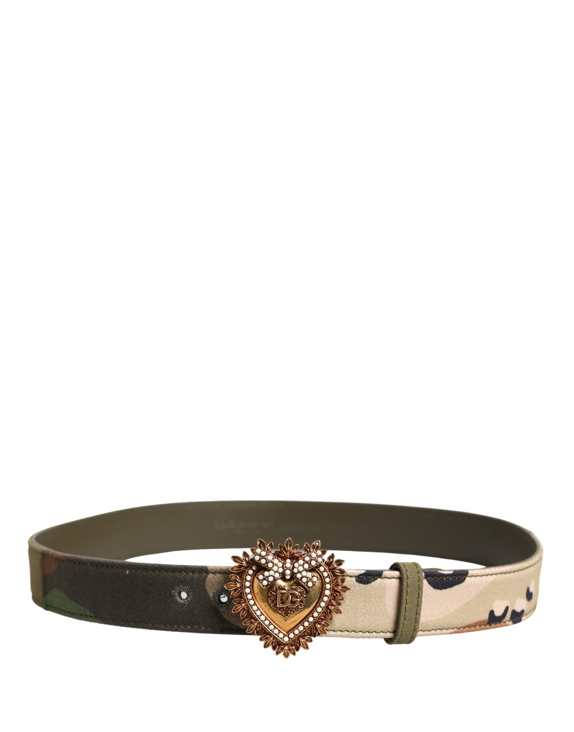 Dolce & Gabbana Green Camouflage Devotion Metal Buckle Belt - Image 3