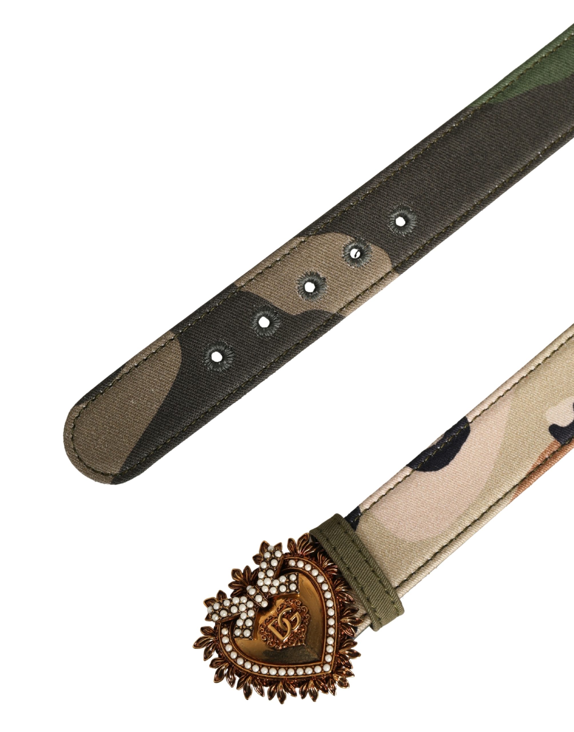 Dolce & Gabbana Green Camouflage Devotion Metal Buckle Belt - Image 7
