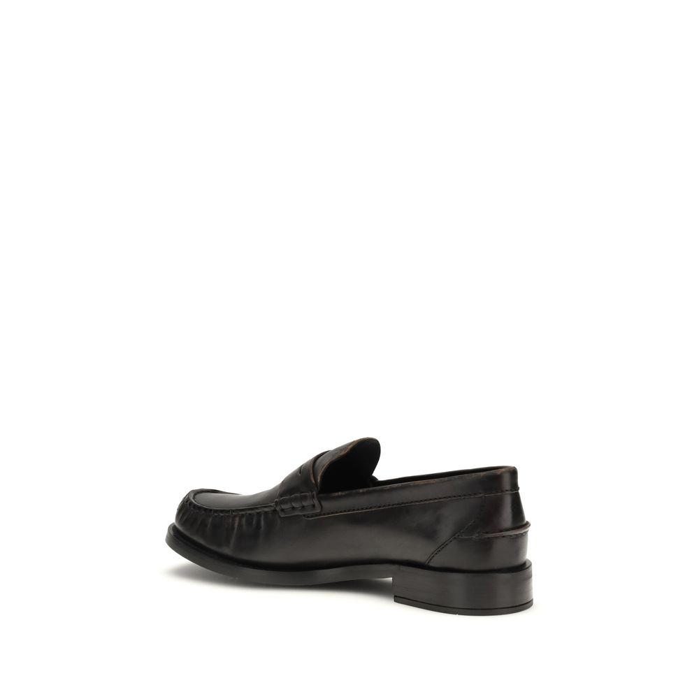 Prada Black Calf Leather Bos Taurus Slip-On Loafers - Image 3