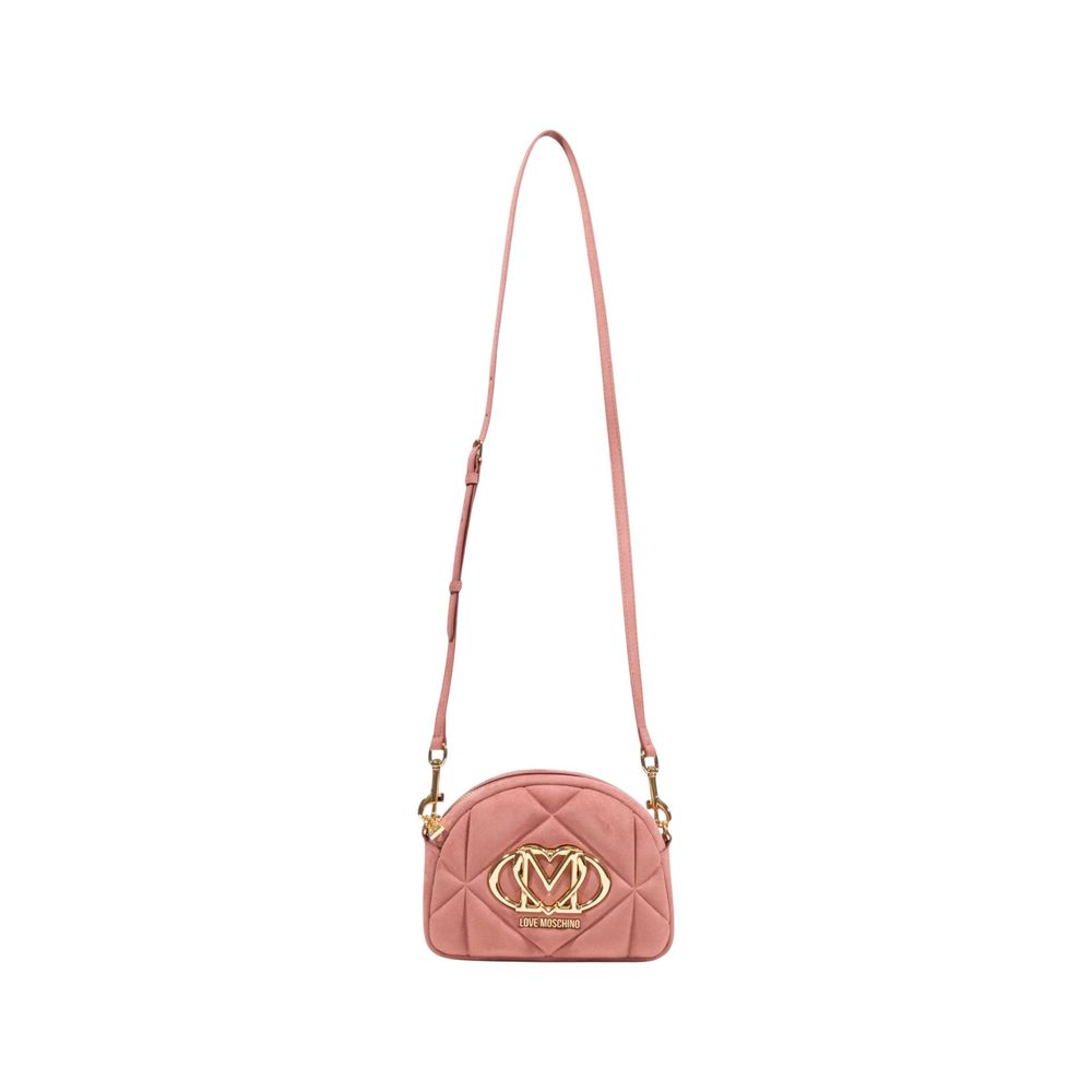 Love Moschino Pink Suede Leather Handbag - Image 2