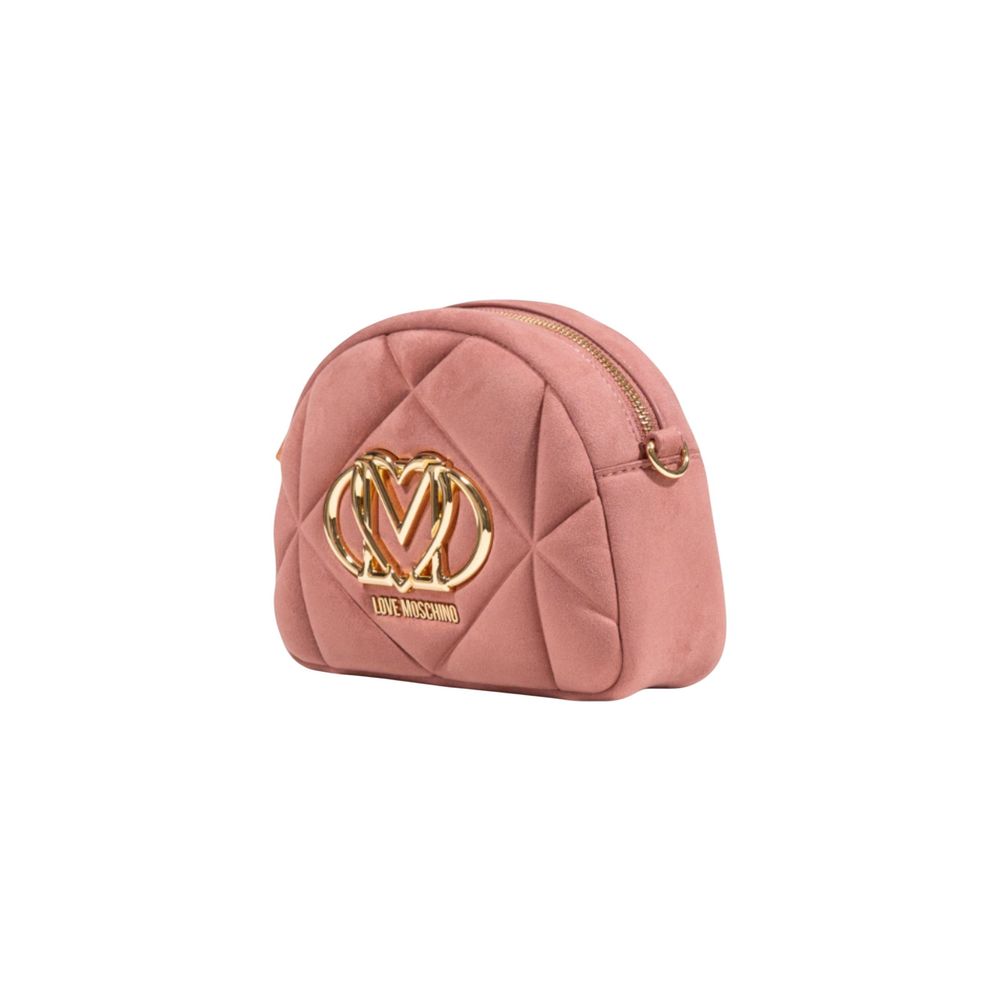 Love Moschino Pink Suede Leather Handbag - Image 3
