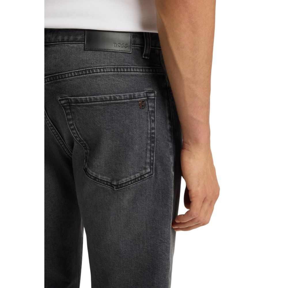 Hugo Boss Gray Cotton Relaxed Fit Jeans - Image 4