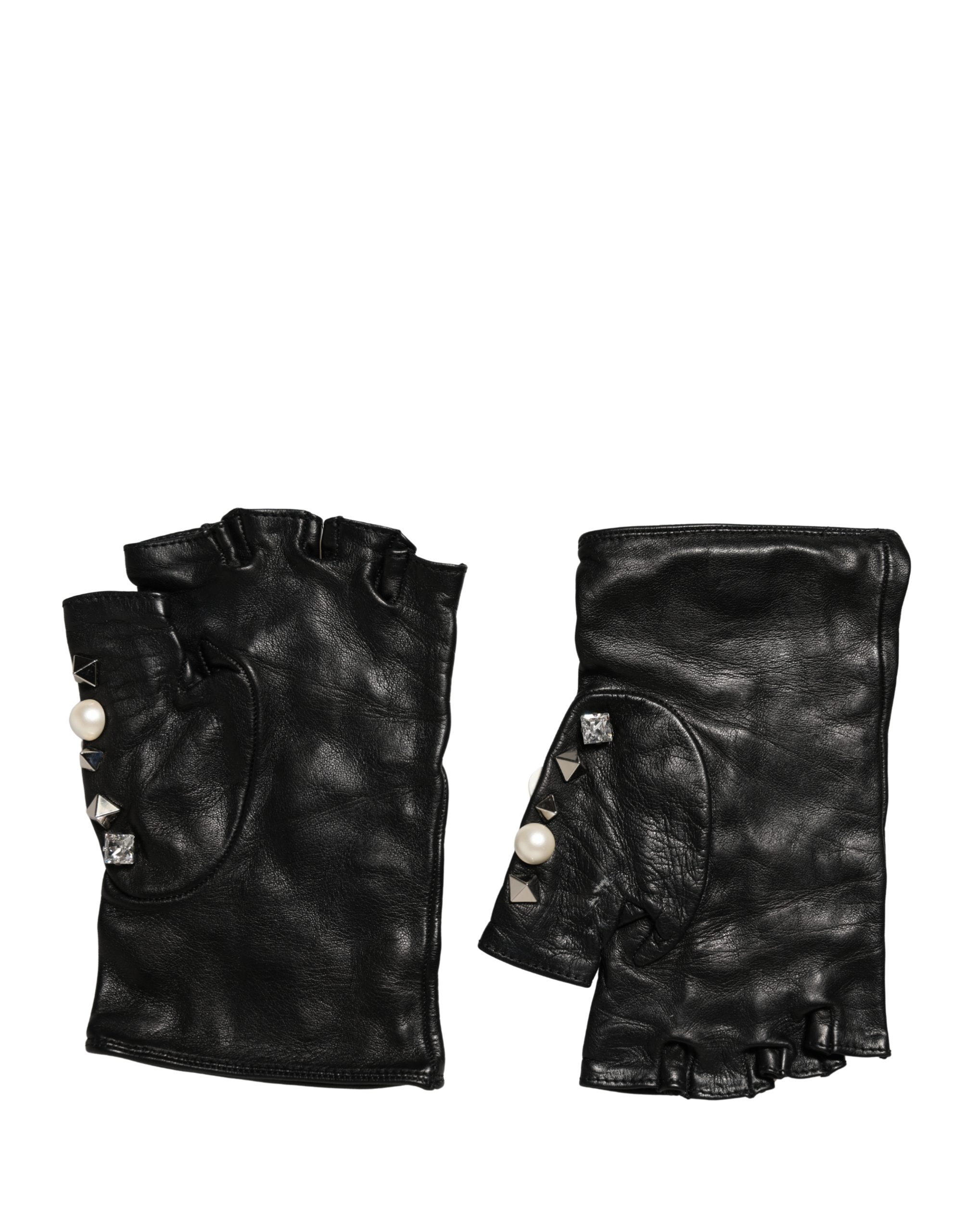 Dolce & Gabbana Black Pearl Embellished Wrist Length Gloves - Image 3