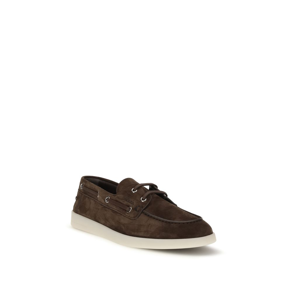 Prada Brown Calf Leather Bos Taurus Slip-On Loafers - Image 2
