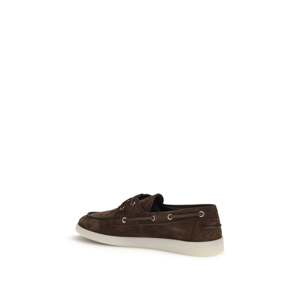 Prada Brown Calf Leather Bos Taurus Slip-On Loafers - Image 3