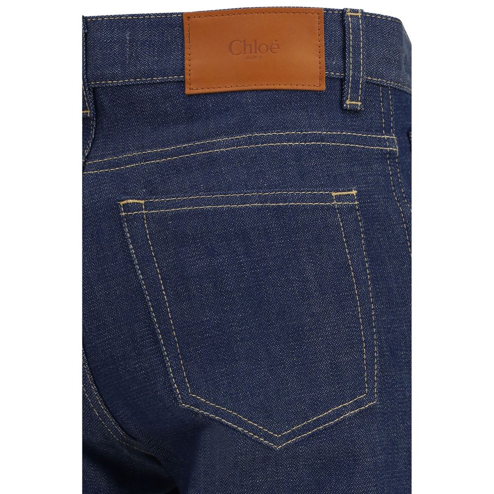 ChloƩ Blue Cotton Slim Fit Jeans - Image 3