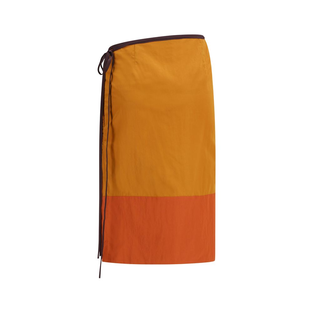 Saint Laurent Orange Nylon Midi Skirt - Image 2