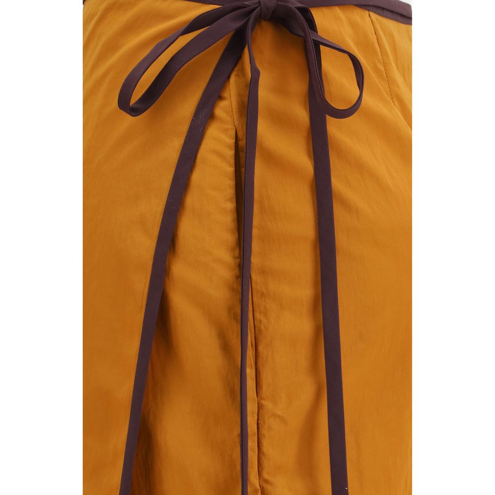 Saint Laurent Orange Nylon Midi Skirt - Image 3
