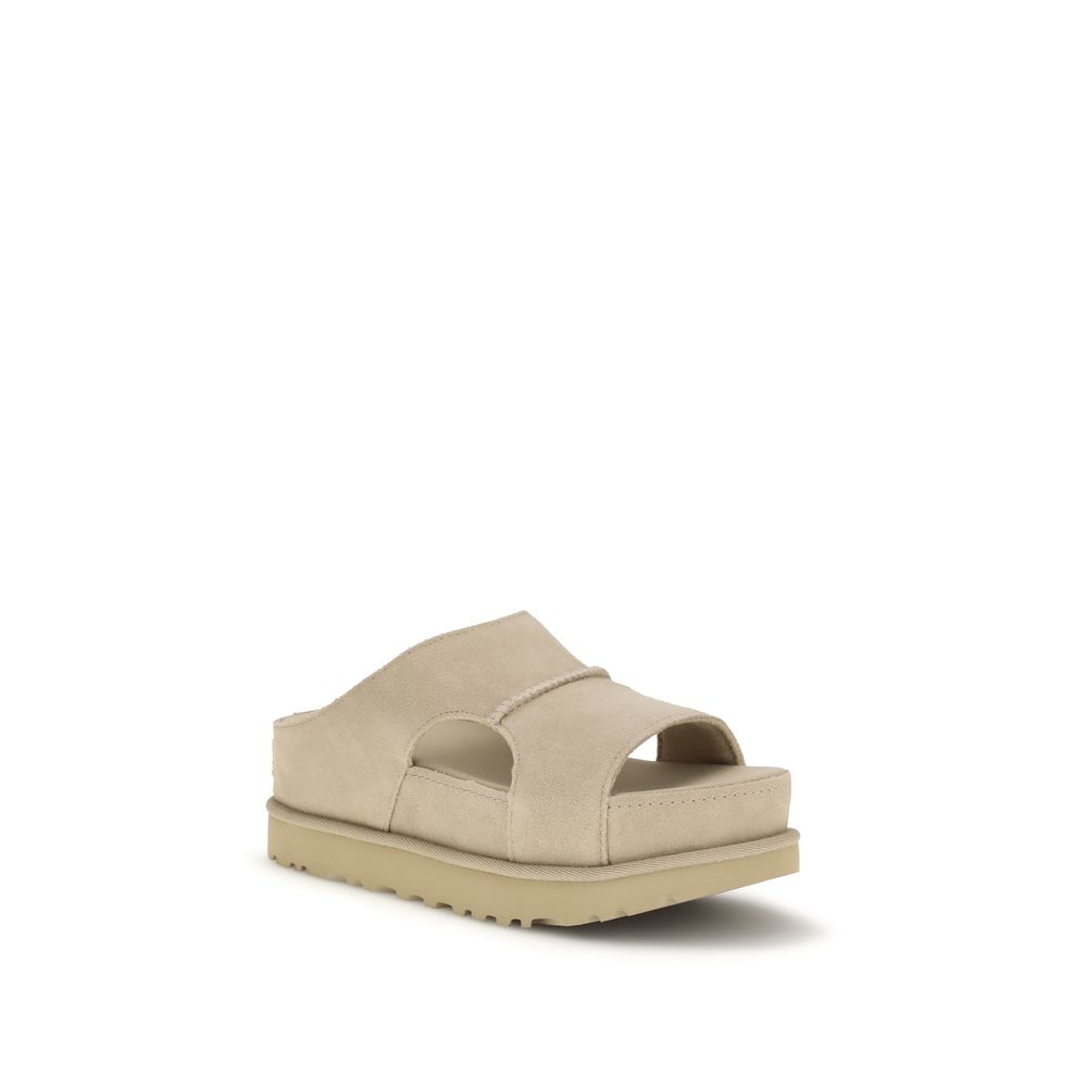 UGG Beige Calf Leather Bos Taurus Platform Sandals - Image 2