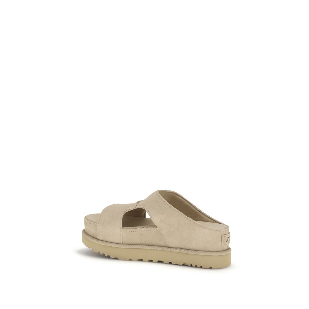 UGG Beige Calf Leather Bos Taurus Platform Sandals - Image 3