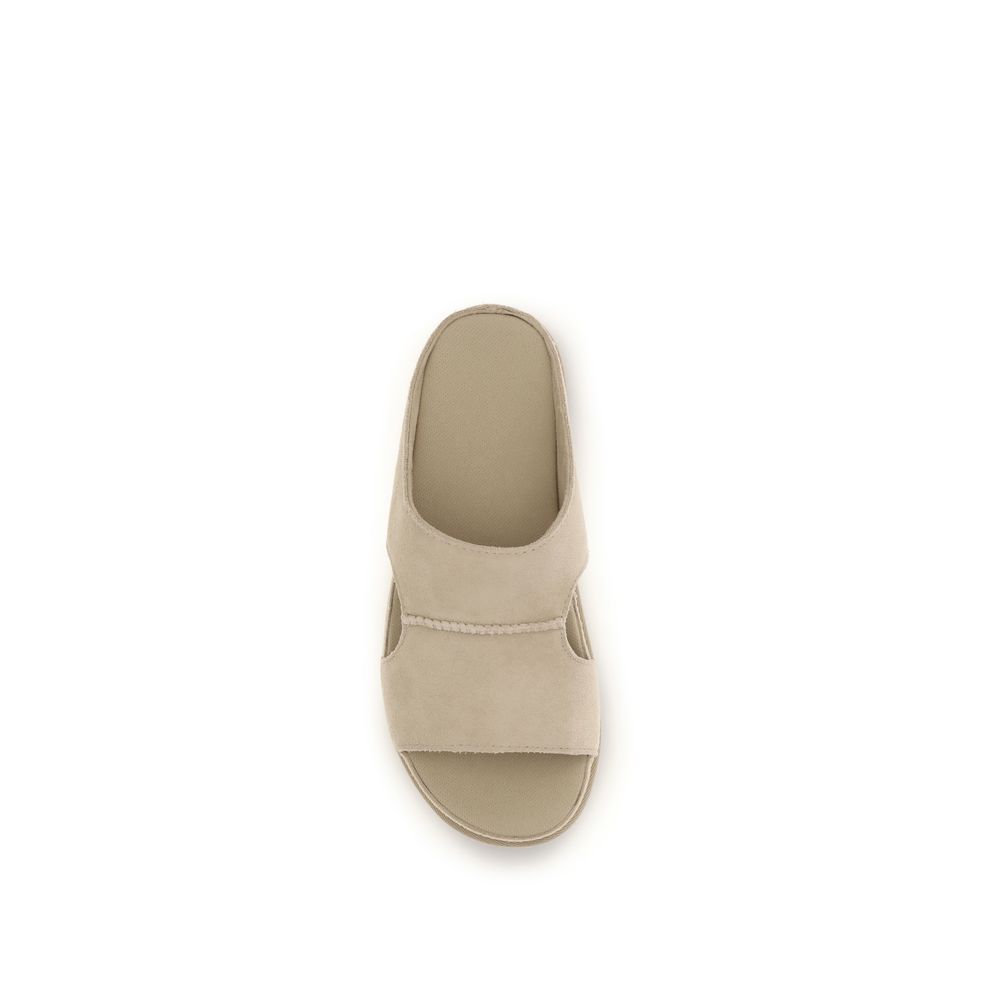 UGG Beige Calf Leather Bos Taurus Platform Sandals - Image 4