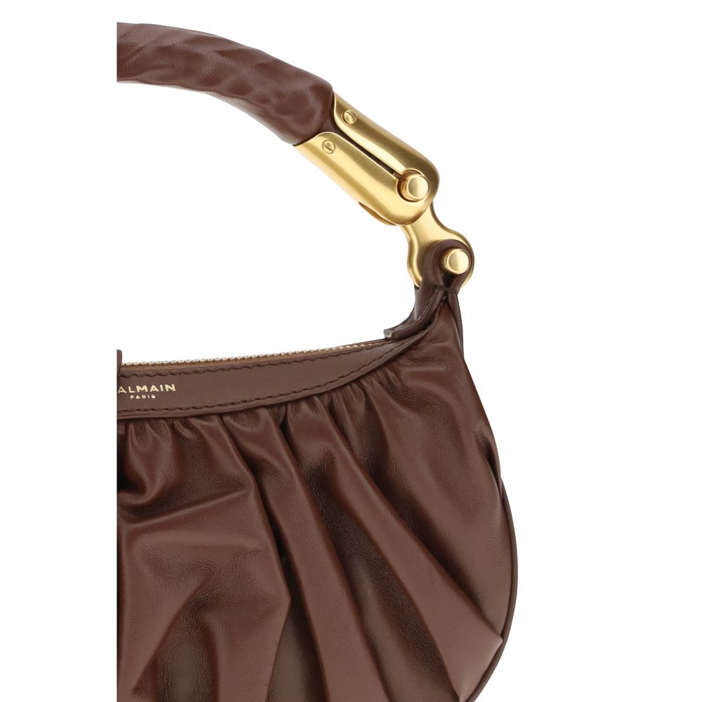 Balmain Brown Calf Leather Bos Taurus Shoulder Bag - Image 4