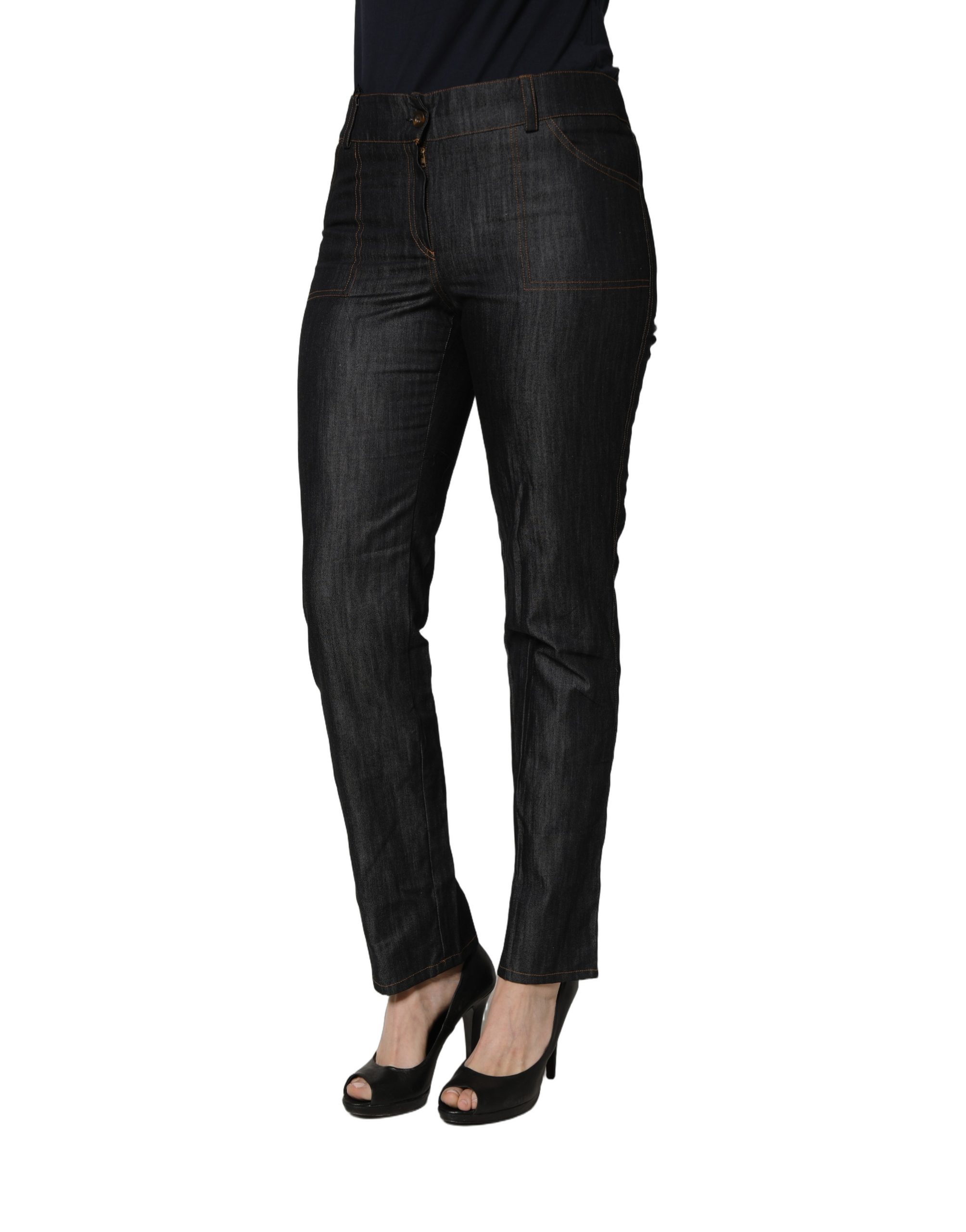 BENCIVENGA Black Cotton Mid Waist Skinny Denim Trouser Jeans - Image 5