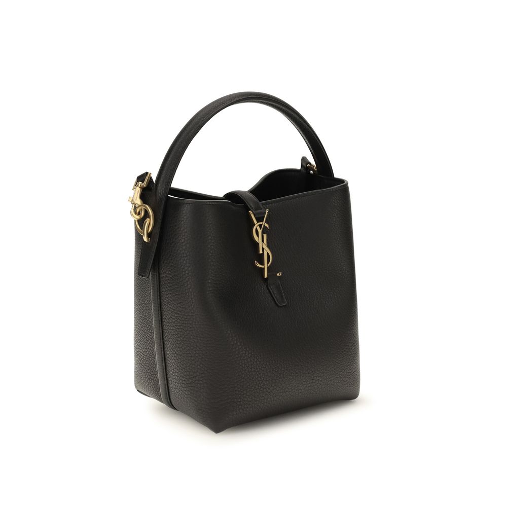 Saint Laurent Black Calf Leather Bos Taurus Backet Bag - Image 2