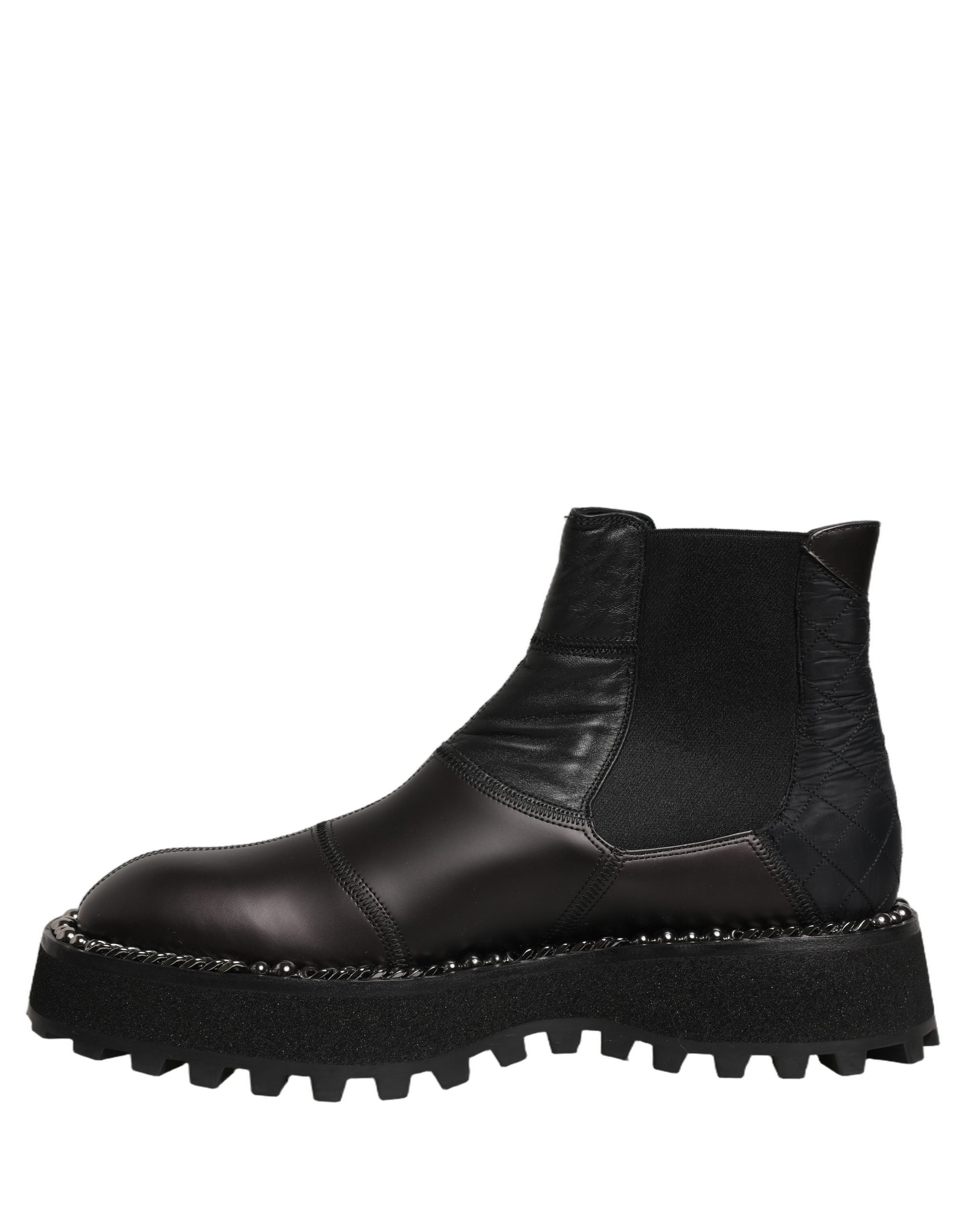 Dolce & Gabbana Black Chelsea Boots Leather Slip On Men Shoes - Image 2