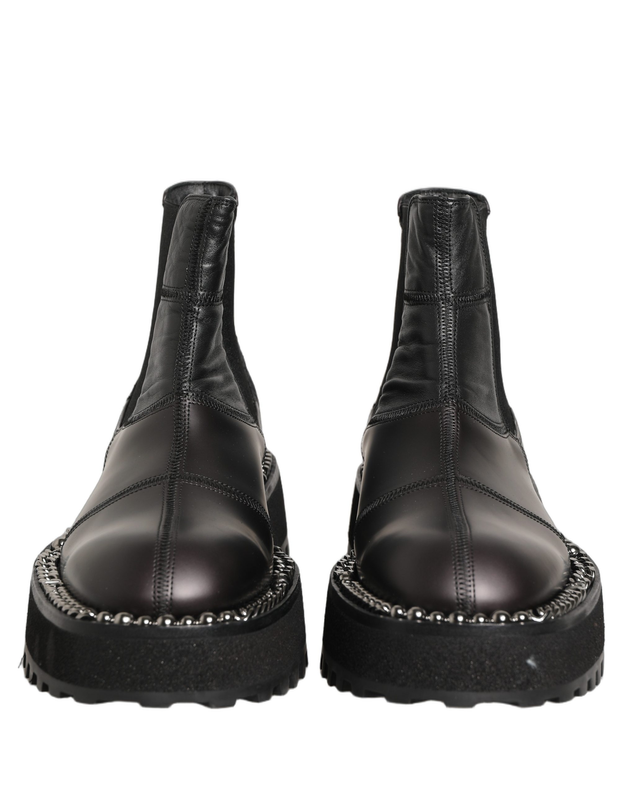 Dolce & Gabbana Black Chelsea Boots Leather Slip On Men Shoes - Image 6