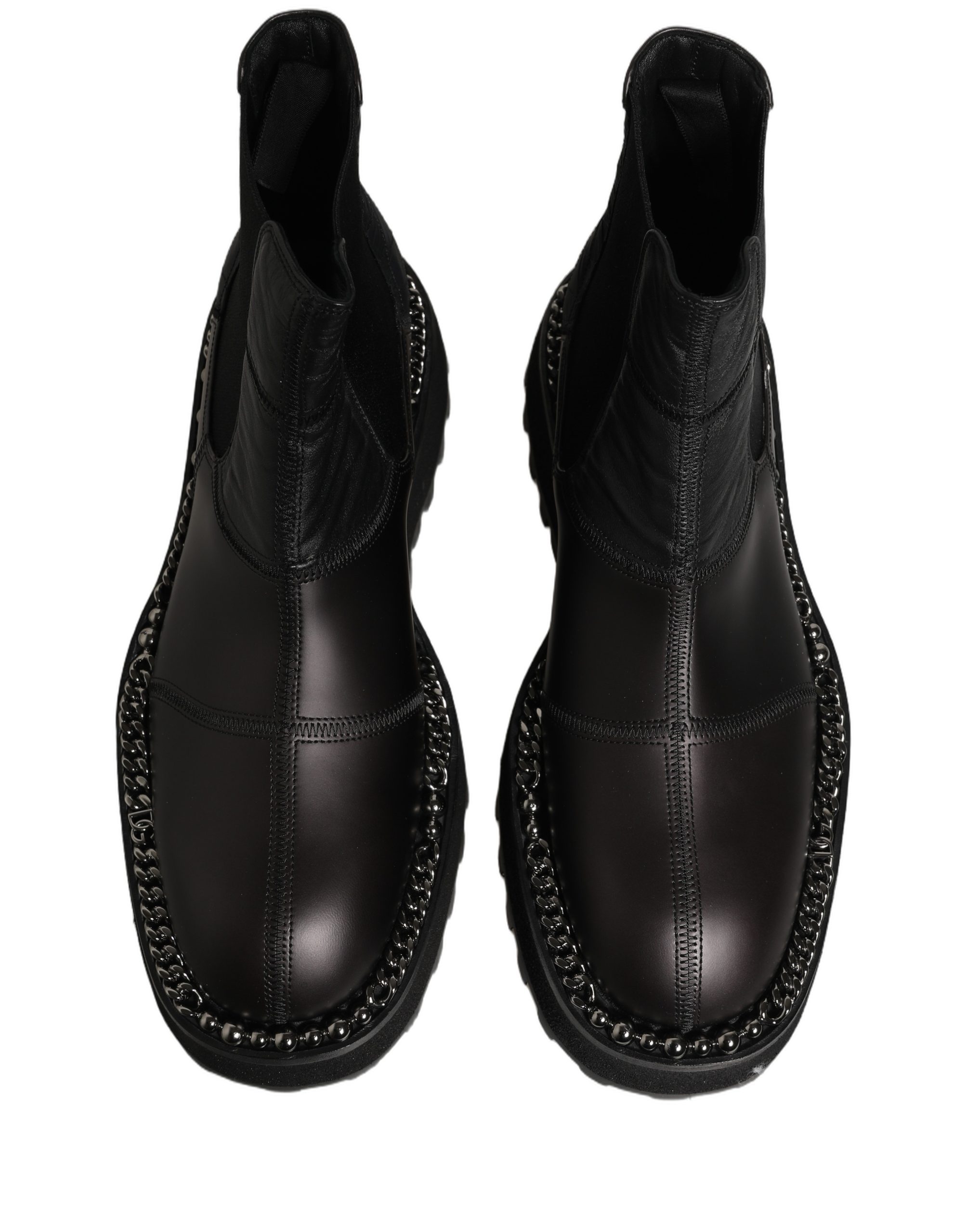 Dolce & Gabbana Black Chelsea Boots Leather Slip On Men Shoes - Image 7