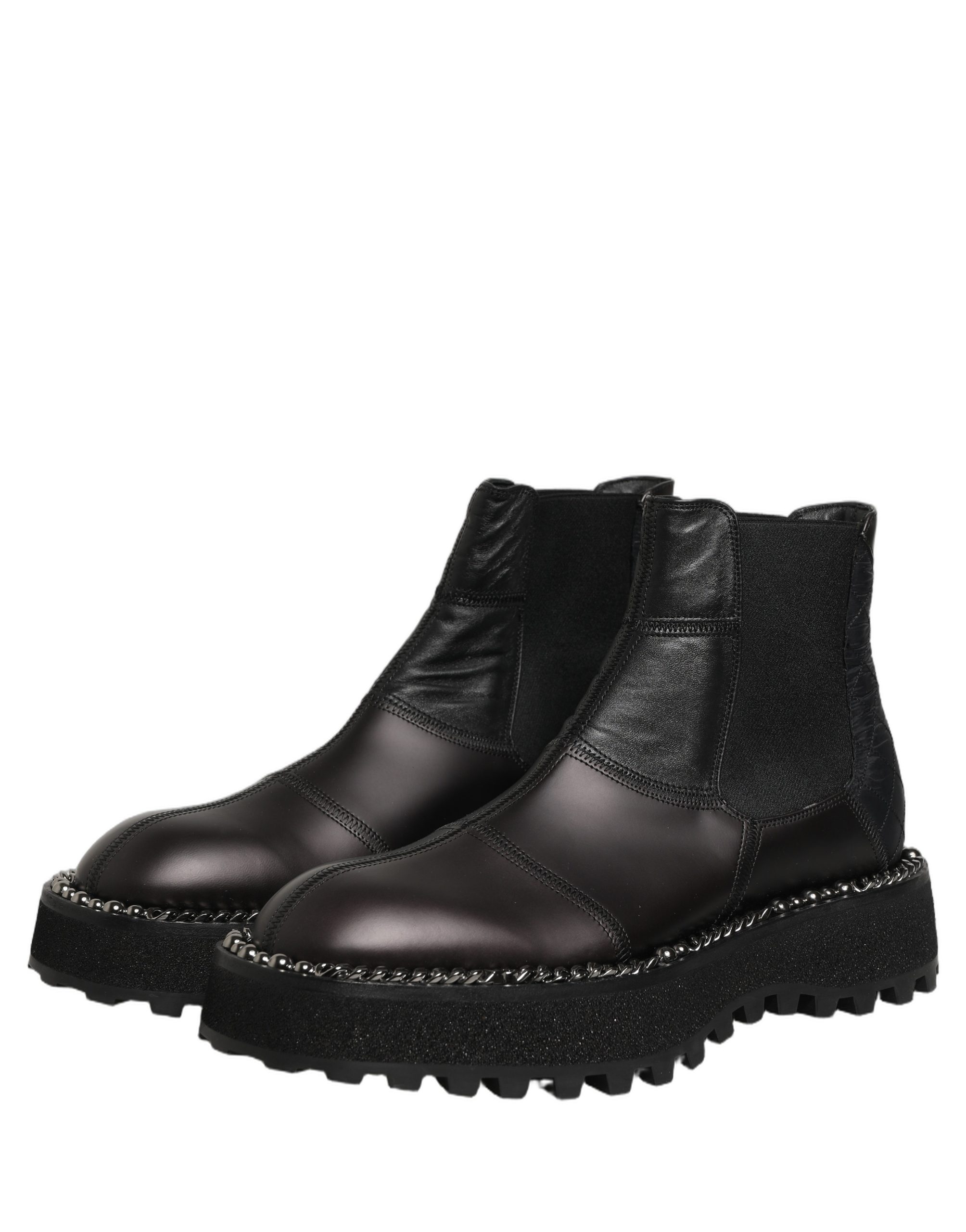 Dolce & Gabbana Black Chelsea Boots Leather Slip On Men Shoes - Image 8