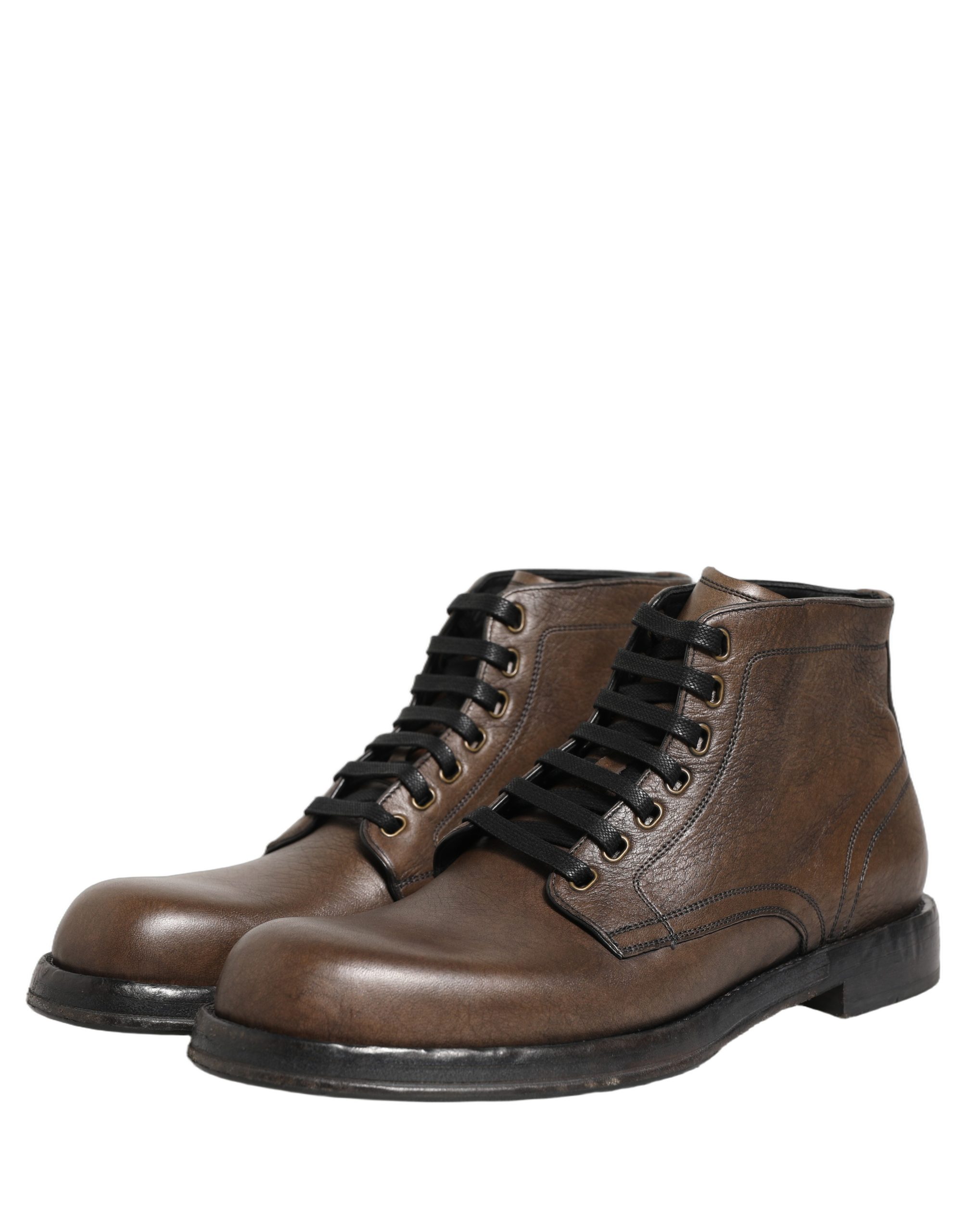 Dolce & Gabbana Brown Perugino Leather Men Ankle Boots Shoes - Image 4