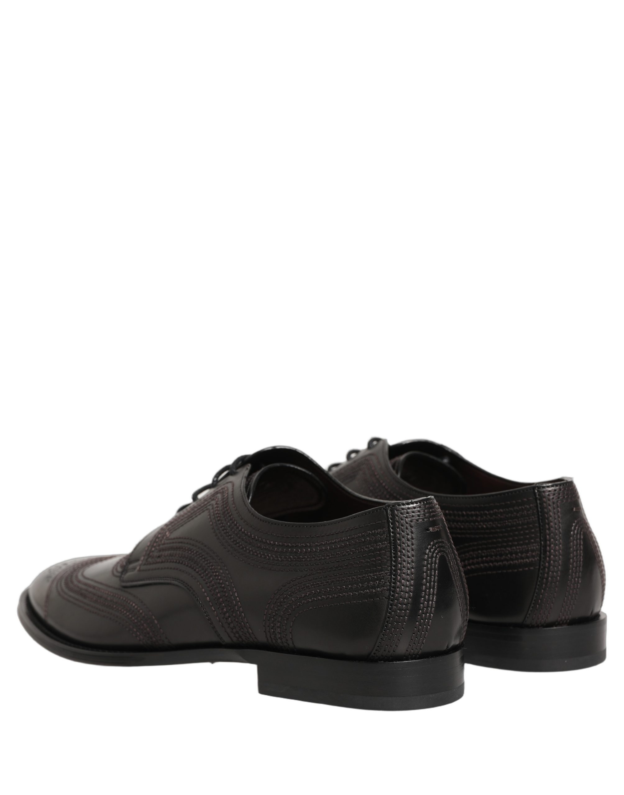 Dolce & Gabbana Black Embroidered Leather Derby Dress Shoes - Image 5