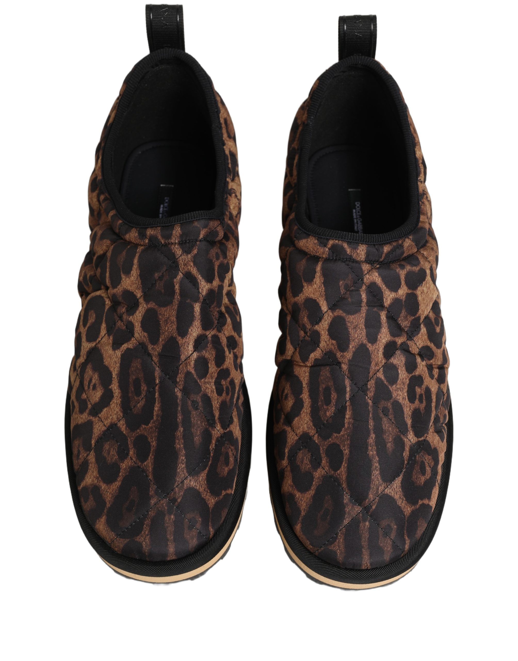 Dolce & Gabbana Brown Leopard Print Quilted Men Sneakers Shoes - Image 3