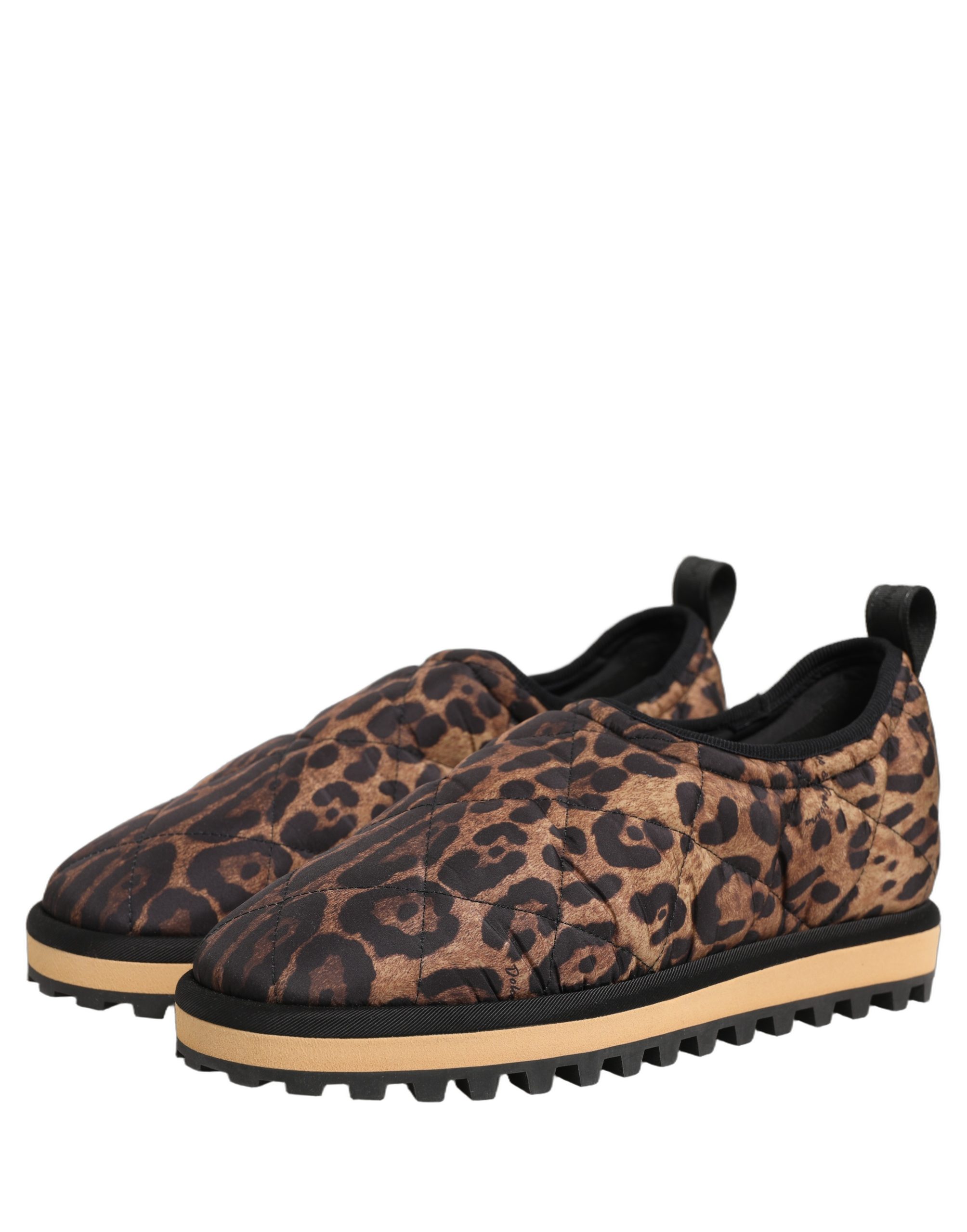 Dolce & Gabbana Brown Leopard Print Quilted Men Sneakers Shoes - Image 4