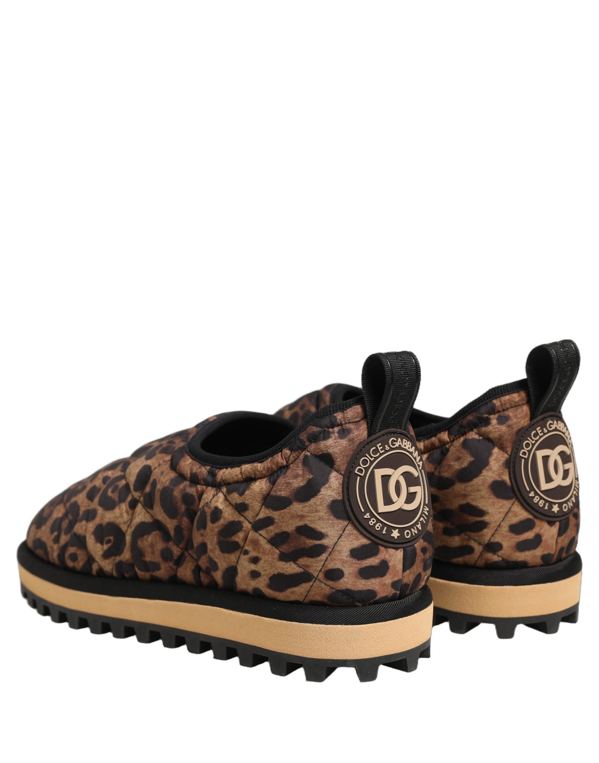 Dolce & Gabbana Brown Leopard Print Quilted Men Sneakers Shoes - Image 5