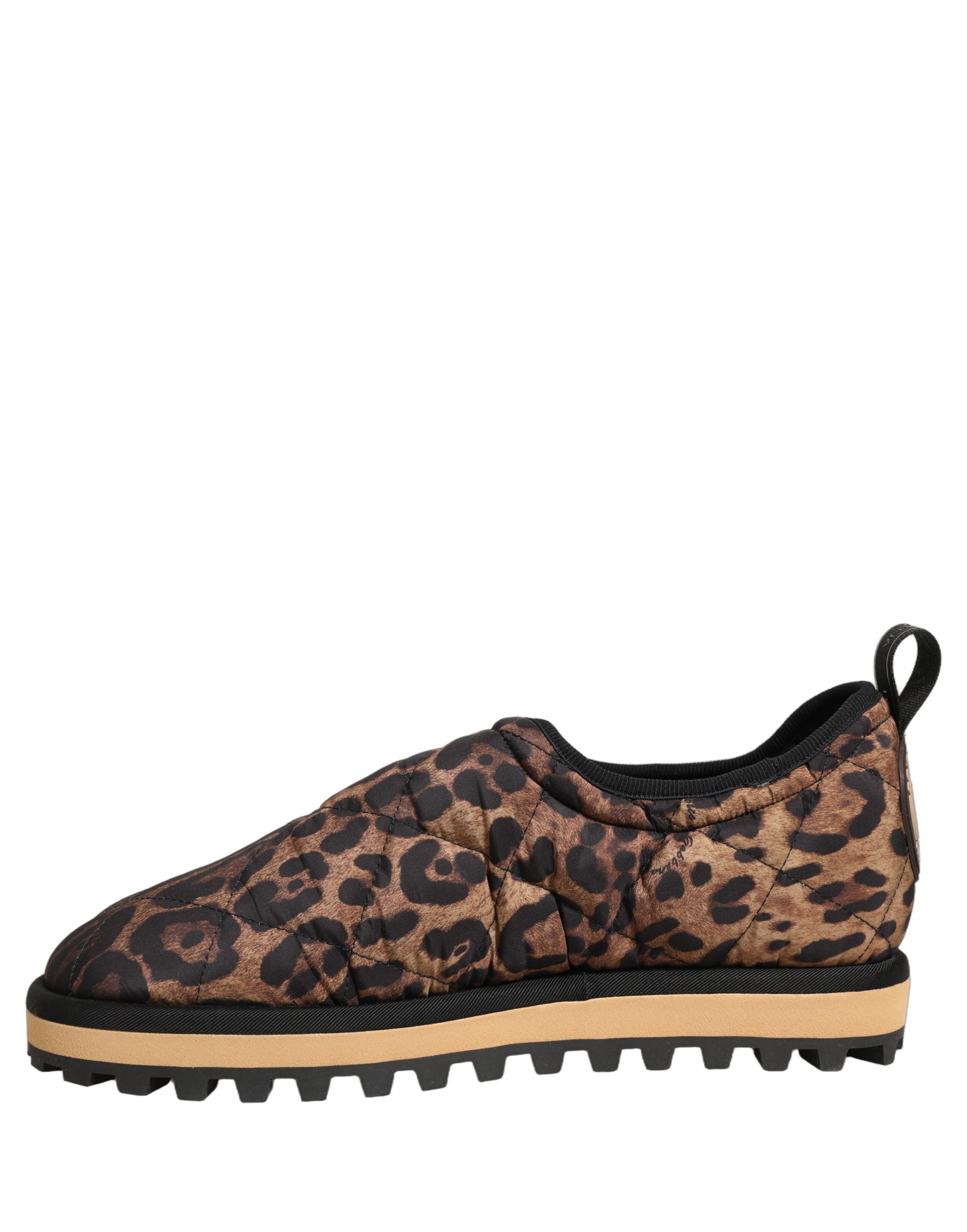 Dolce & Gabbana Brown Leopard Print Quilted Men Sneakers Shoes - Image 6