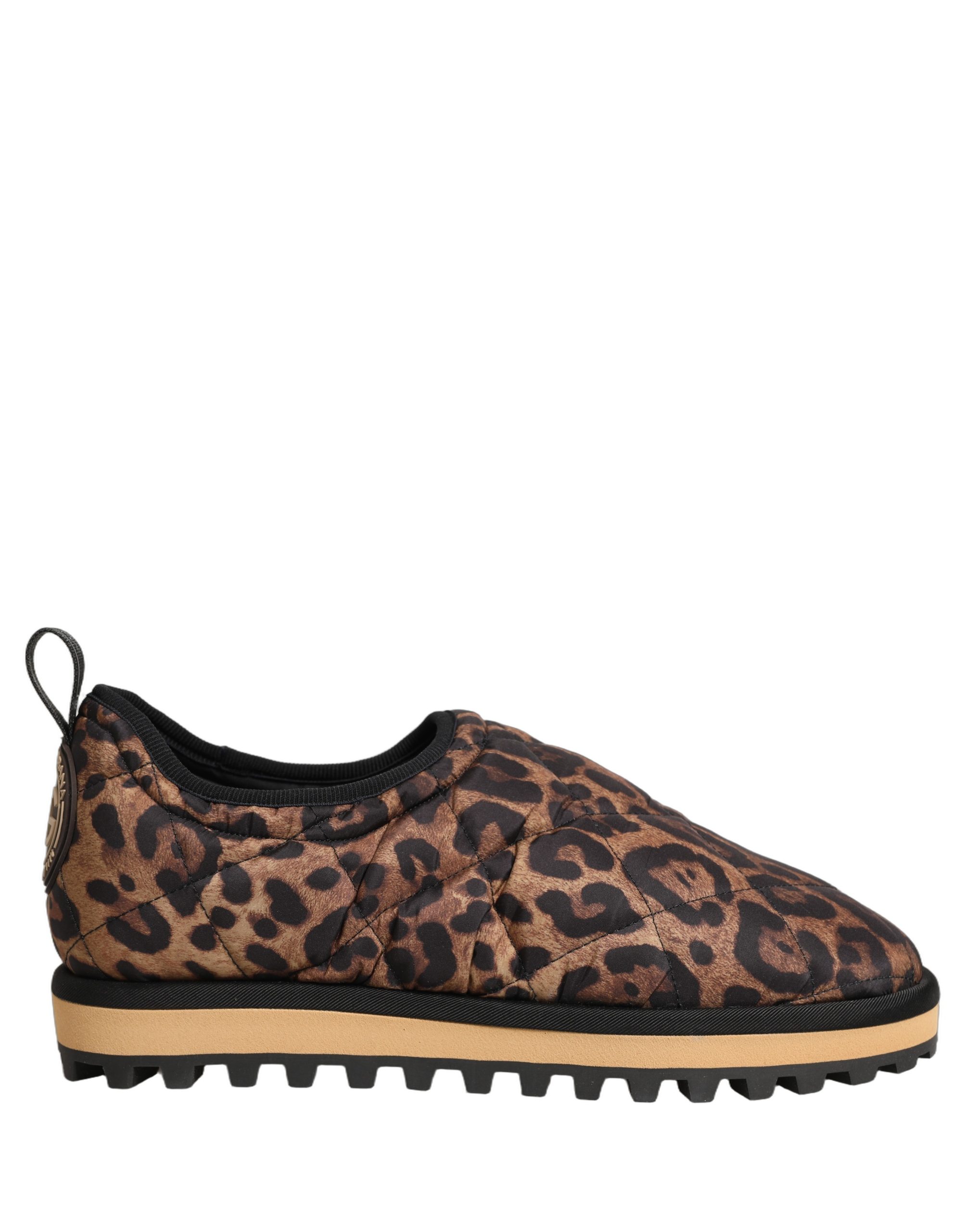 Dolce & Gabbana Brown Leopard Print Quilted Men Sneakers Shoes - Image 7