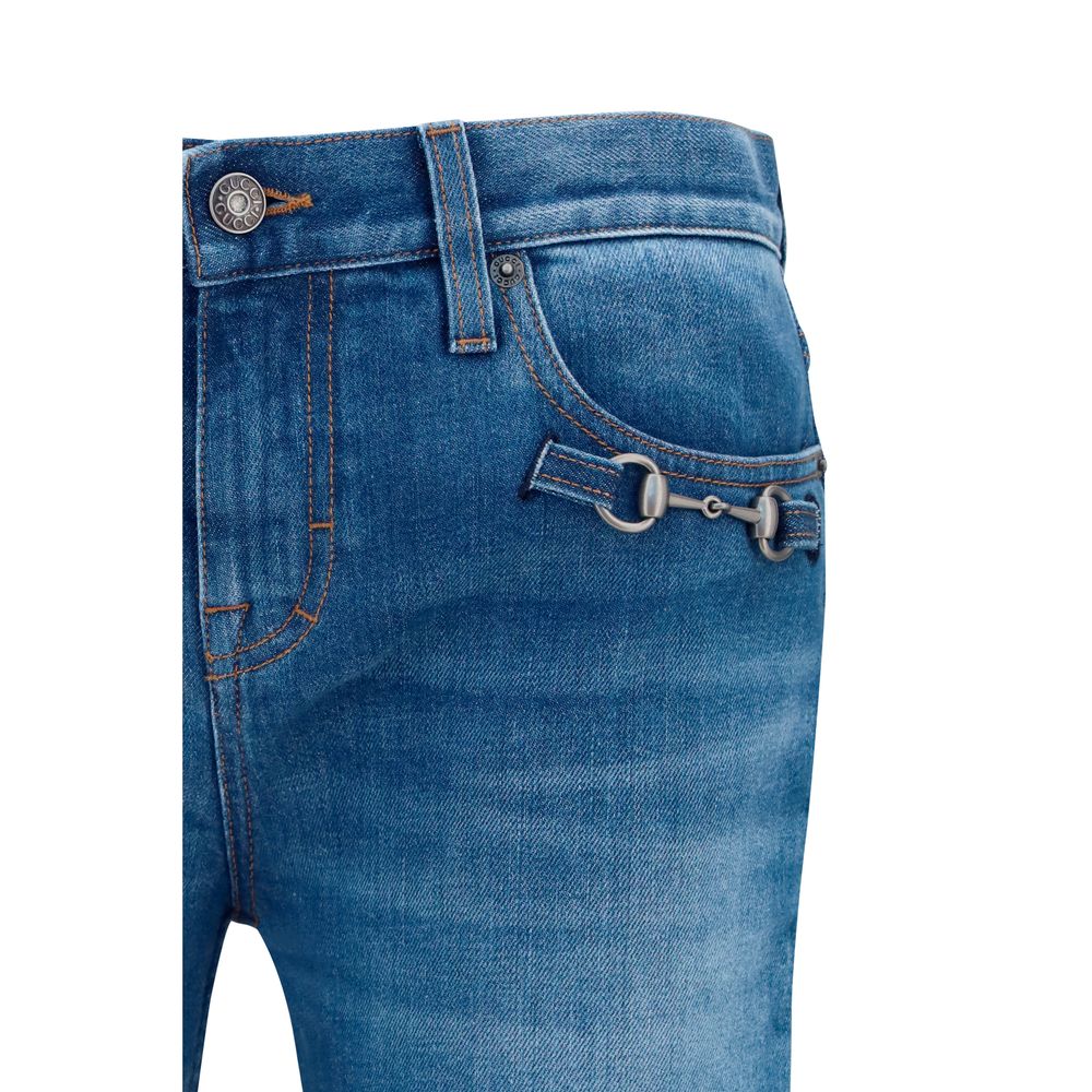 Gucci Blue Cotton Flared Jeans - Image 3