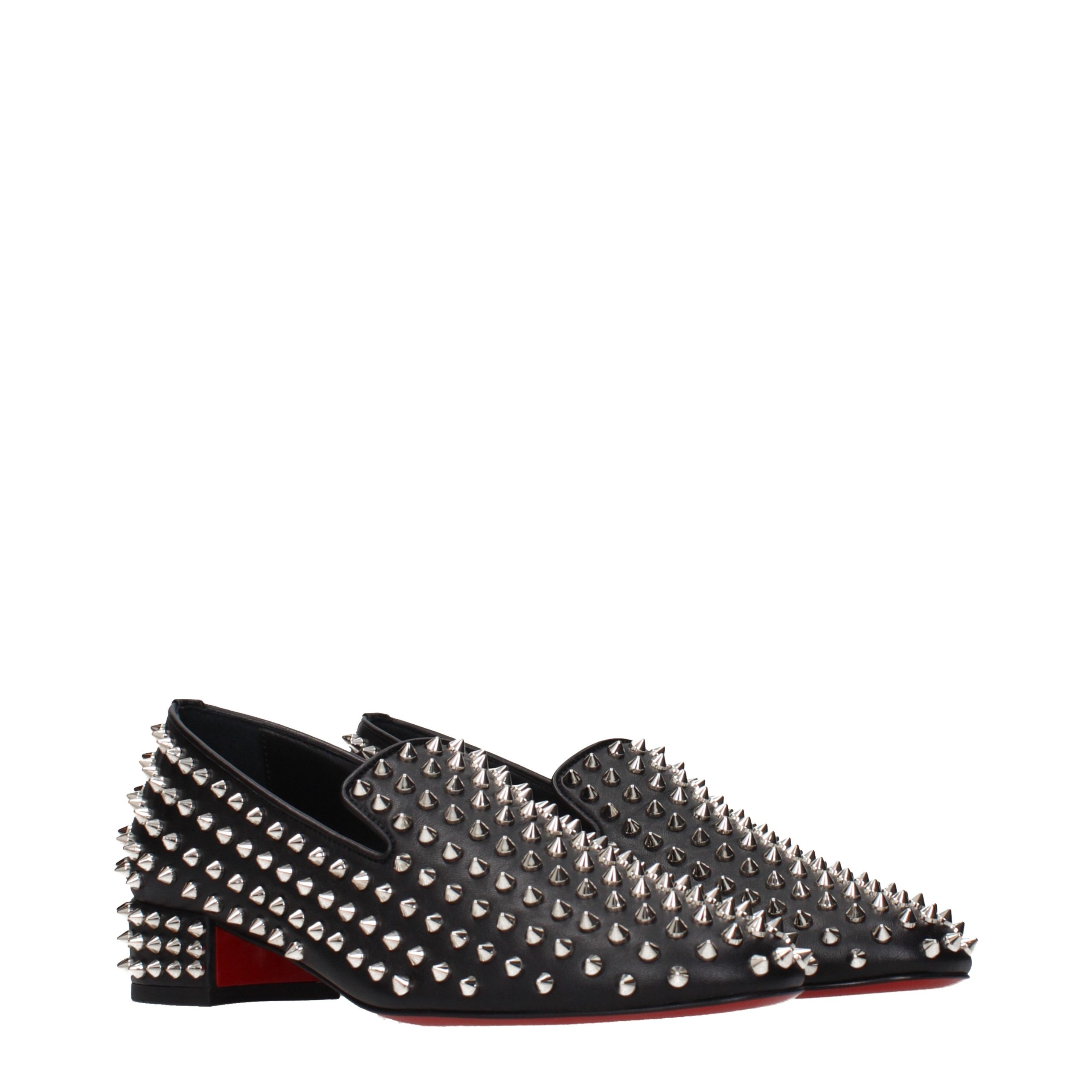 Christian Louboutin Black Leather Slip-On Loafers - Image 2