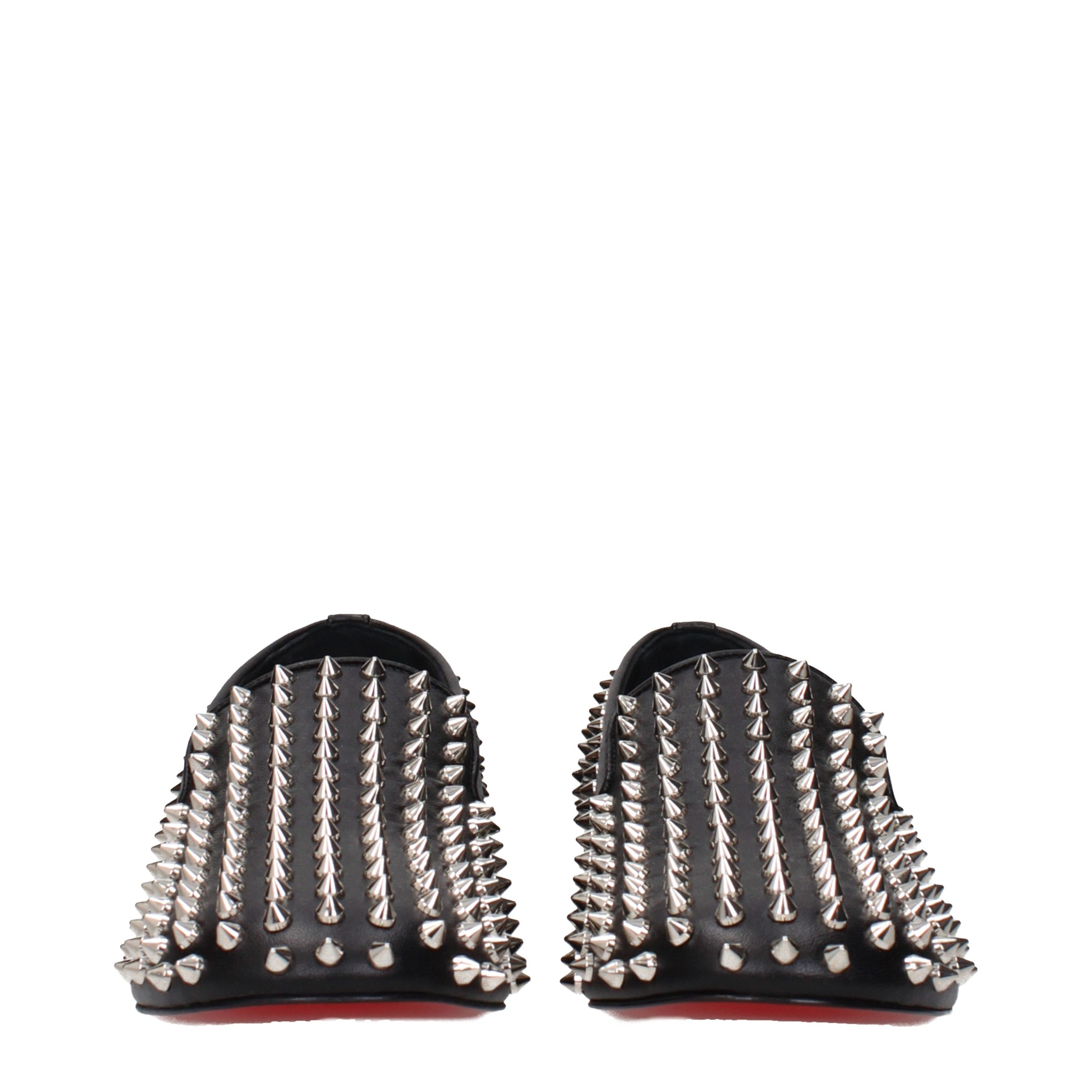 Christian Louboutin Black Leather Slip-On Loafers - Image 3